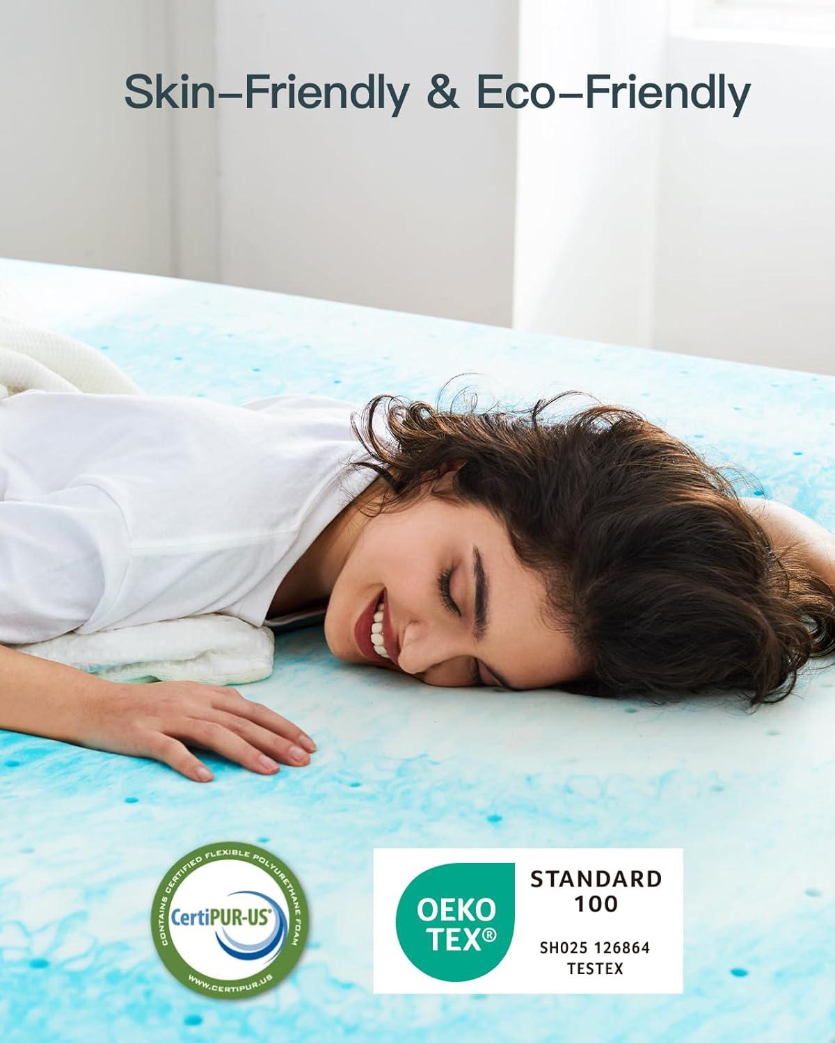 Bestier 4" Ventilated Liquid Gel Memory Foam Cooling Mattress Topper—Queen