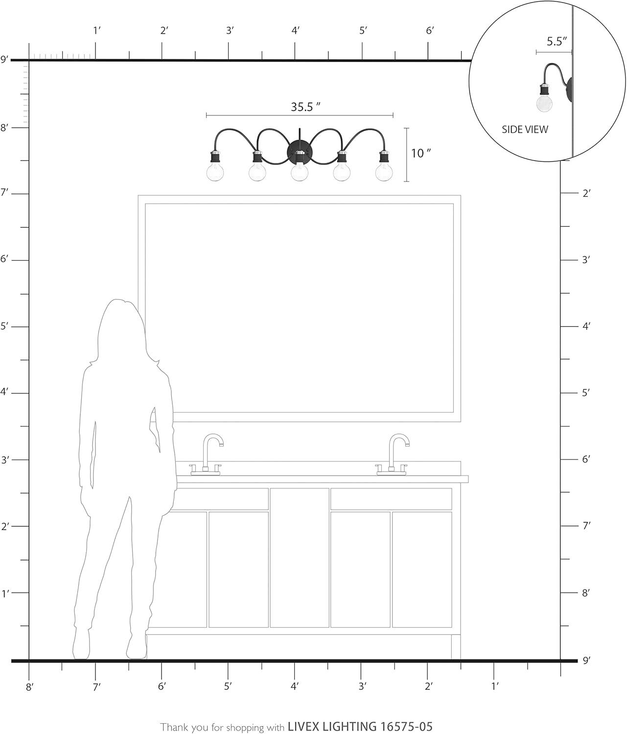 Livex Lighting Lansdale 5 - Light Vanity in  Polished Chrome