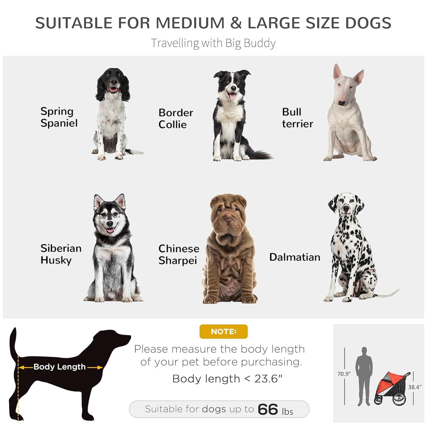 Pet Stroller for Medium and Large Dogs and Cats,Easy Fold Dog Stroller with Storage Bags,for Outdoor