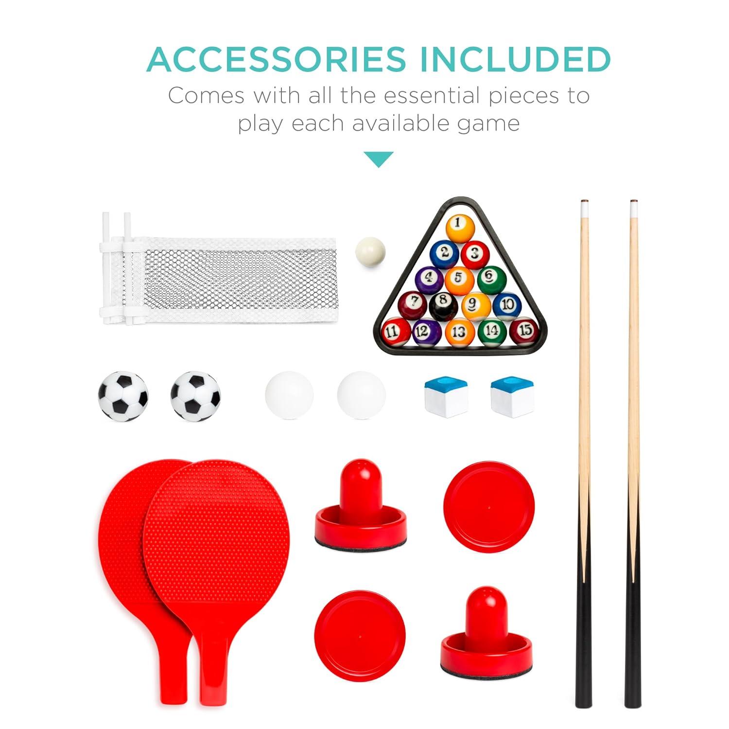 Best Choice Products 4-in-1 Multi Game Table, Childrens Arcade Set w/ Pool Billiards, Air Hockey, Foosball - Arcade