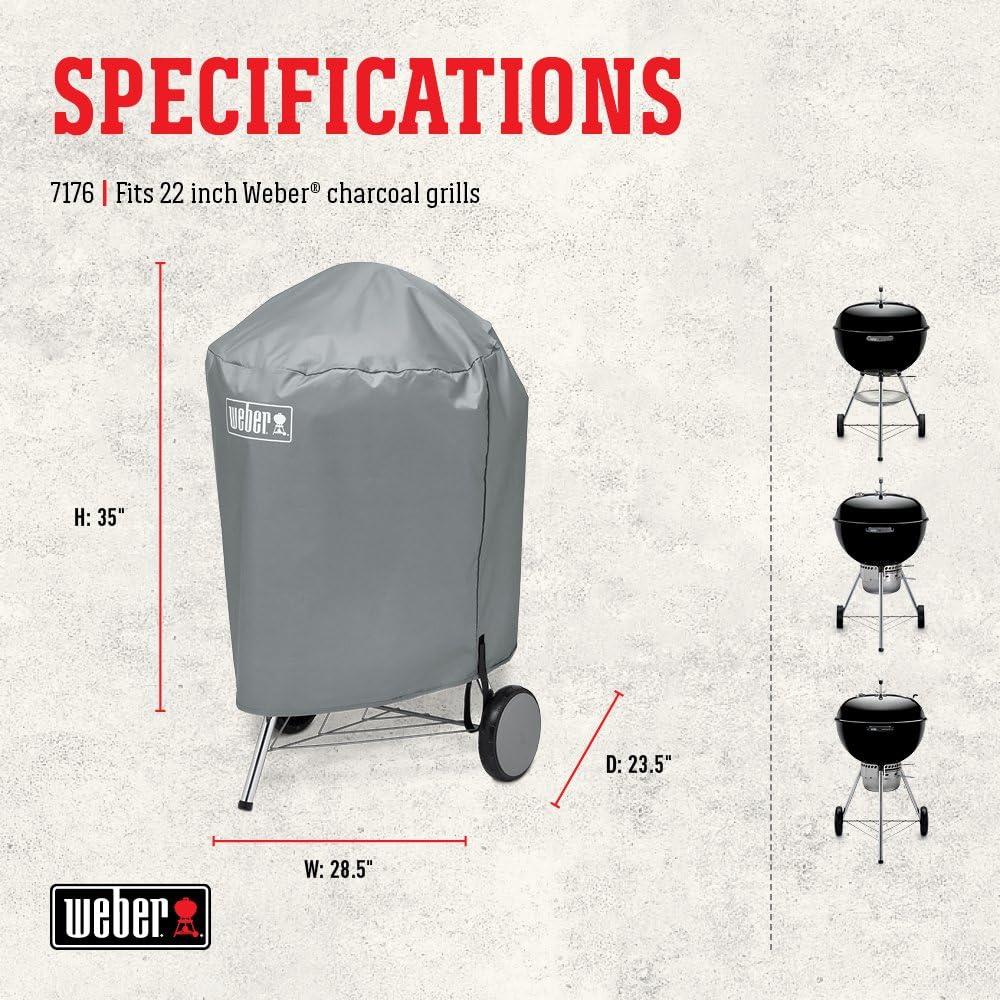 Weber 7176 Charcoal Kettle Grill Cover For Weber 22-Inch Grills