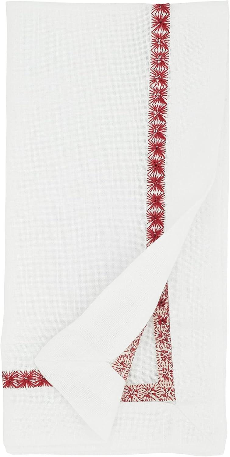 Saro Lifestyle Cloth Cocktail Napkins With Embroidered Border (Set of 4)