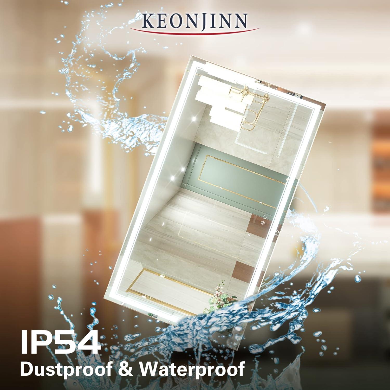 Keonjinn 84 x 32 Inch LED Bathroom Mirror with Lights 3 Color Temperature Frontlit Oversized Vanity Mirror Wall Mounted Anti-Fog, UL Listed LED Driver, Tempered Glass Dimmable Lighted Bathroom Mirror