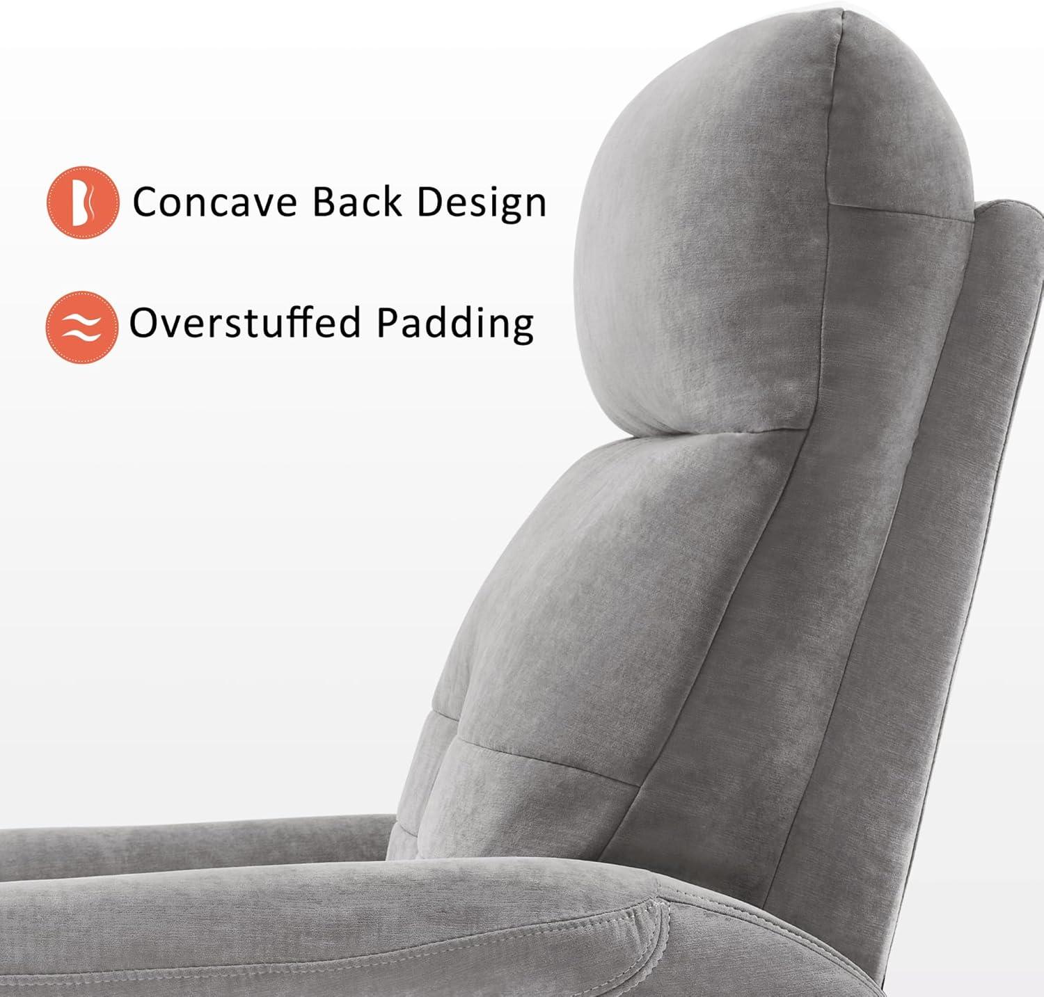 Light Grey Faux Leather Swivel Recliner with Metal Frame
