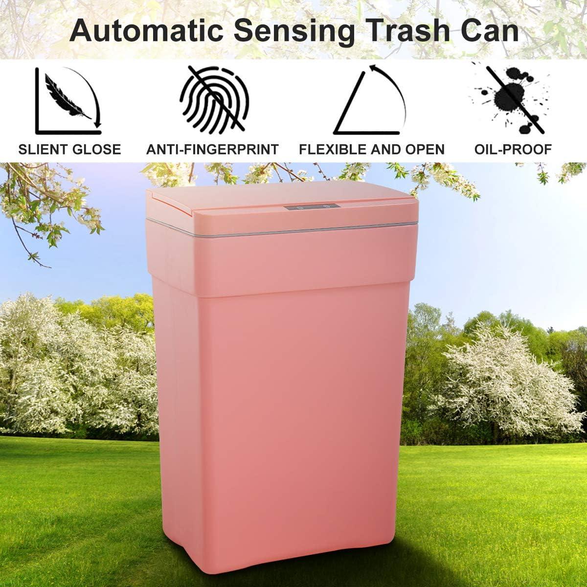 CL.HPAHKL13 Gallon Trash Can Automatic Kitchen Trash Can Touch Free High-Capacity Garbage Can with Lid for Bedroom Bathroom Home Office 50 Liter ,Pink