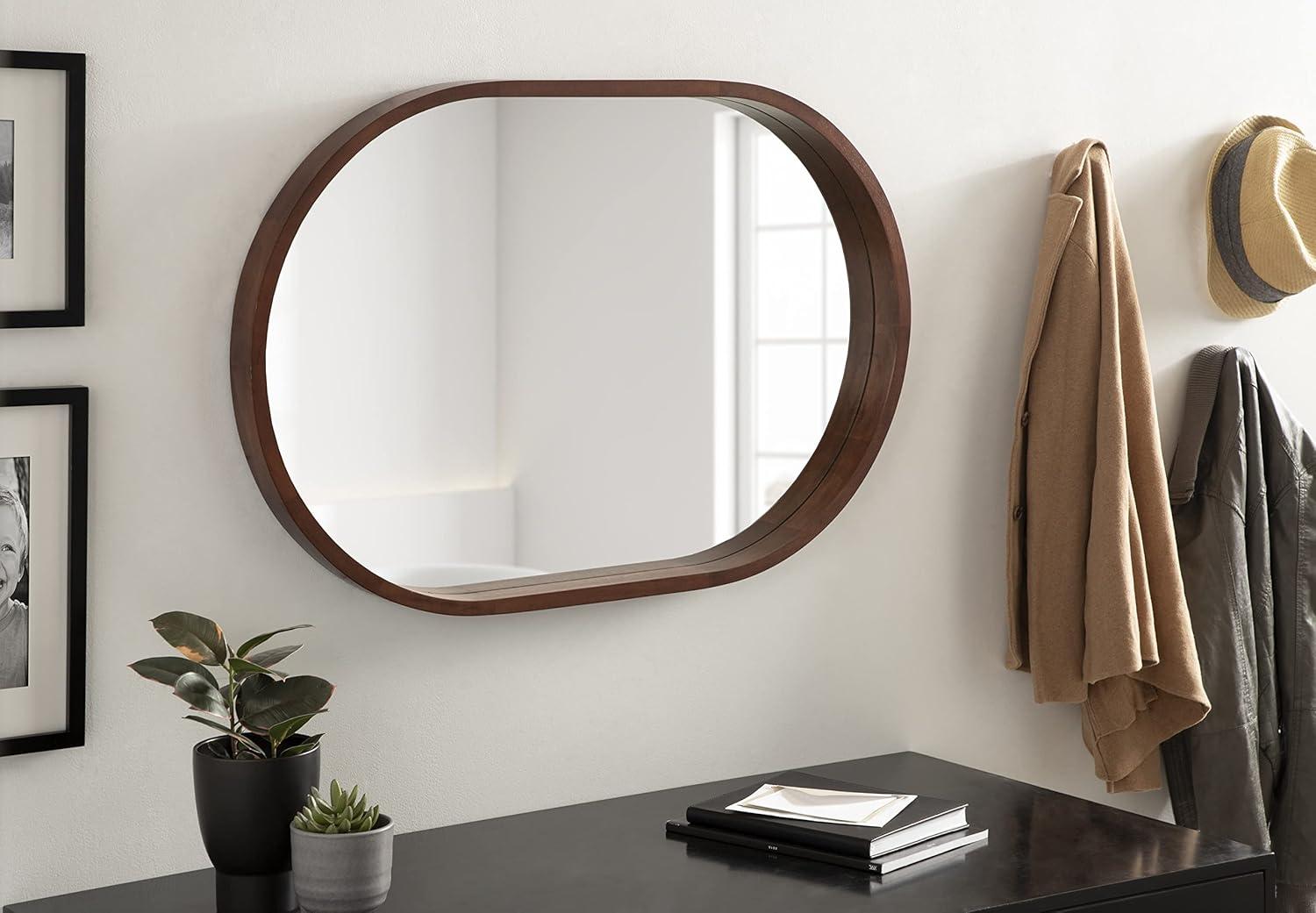 Kate and Laurel Hutton Wood Capsule Mirror, 24x36, Walnut Brown