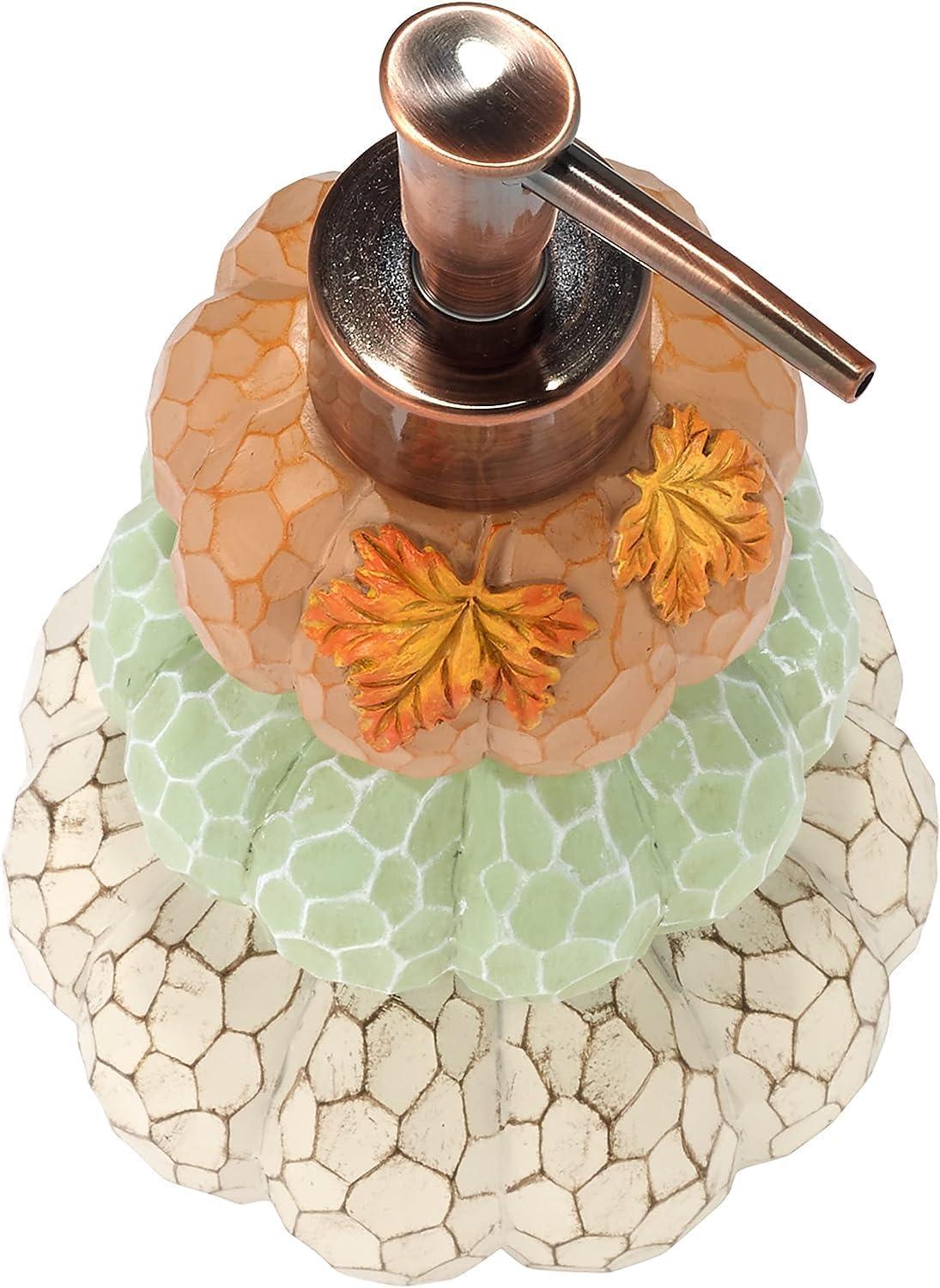 Ivory, Green, and Orange Pumpkin Resin Soap Dispenser