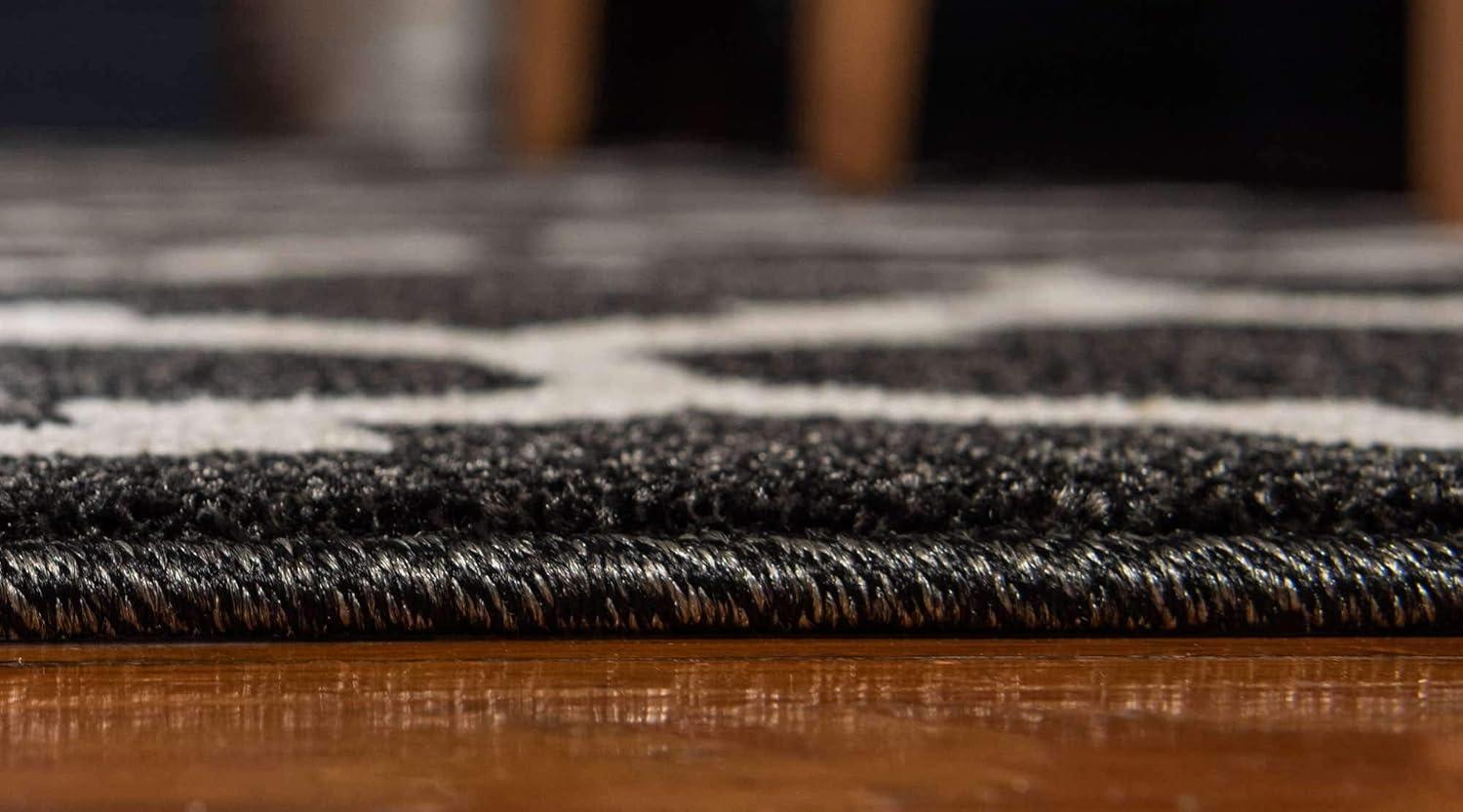 Unique Loom Trellis Collection Area Rug - Philadelphia (6' 1" x 9' Rectangle Black/Beige)