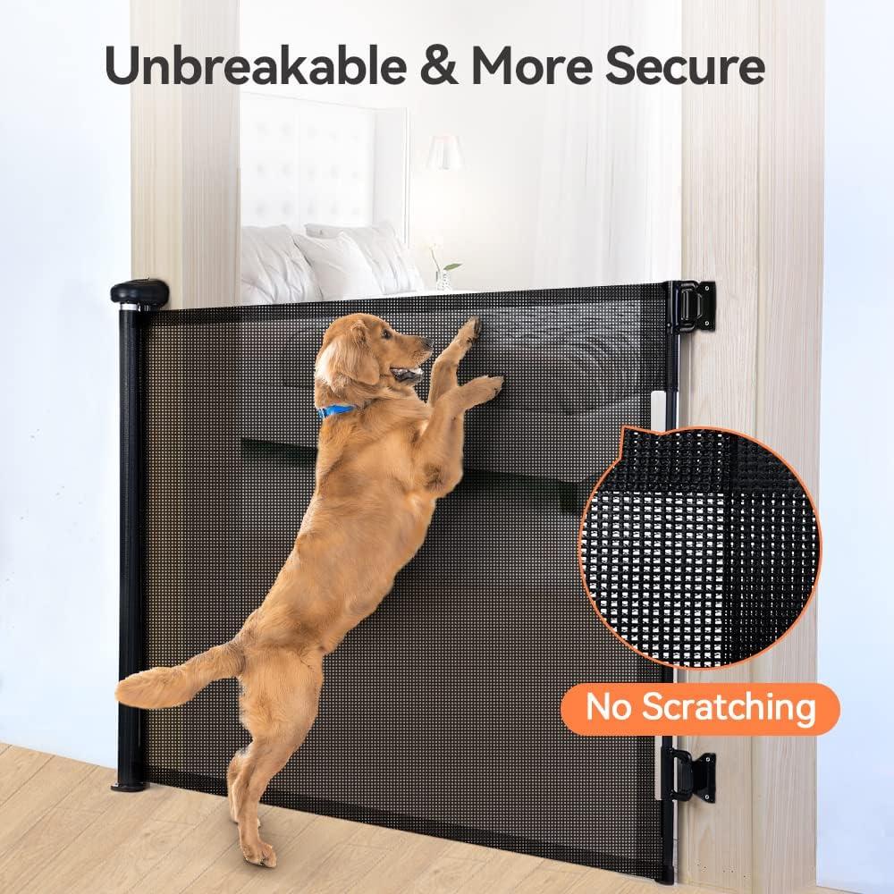 Retractable Mesh Baby Gate, Safety Gates for Stairs Doorway, 33''Tall Extends to 55''Wide, Black