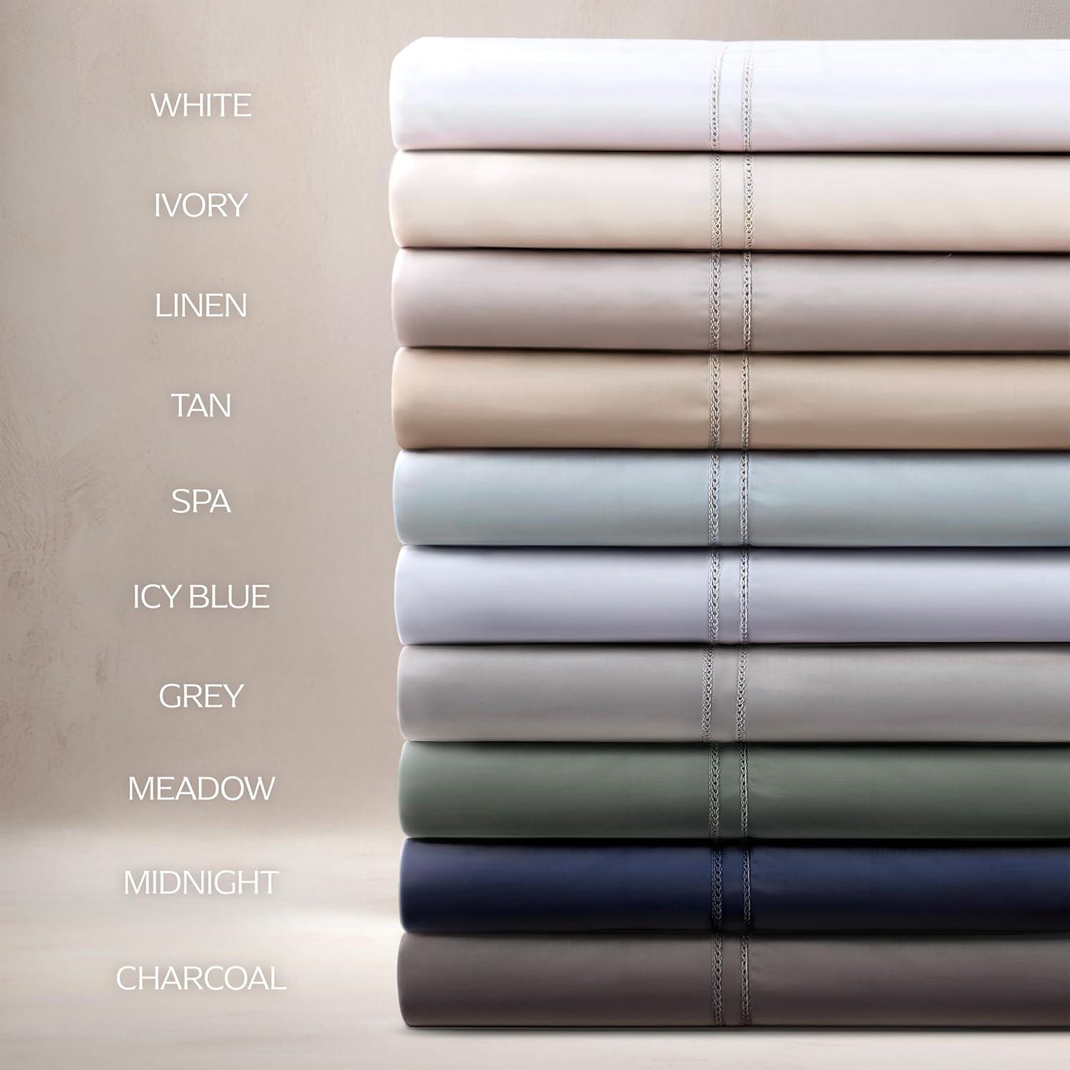 Luxury Duvet Cover Set 100% Certified Egyptian Cotton, Cool Breathable Ultra Soft Double Hem-Stitched Sateen Weave, Hidden Zipper Closure 1 Duvet Cover and 2 Pillow Shams (Midnight, Queen)
