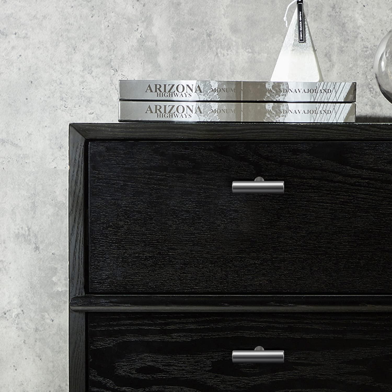 Flexzion 1 Pack Kitchen Cabinet Knobs T Bar Handles Drawer Pulls 2 inch Single Hole, Stainless Steel with Satin Brushed Nickel, Hardware for Kitchen Cupboard Door Bathroom Furniture