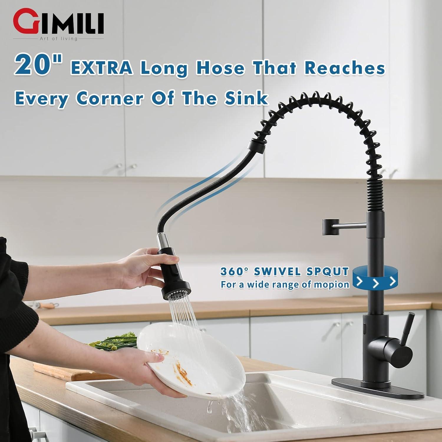 Matte Black Touchless Kitchen Faucet with Pull Down Sprayer