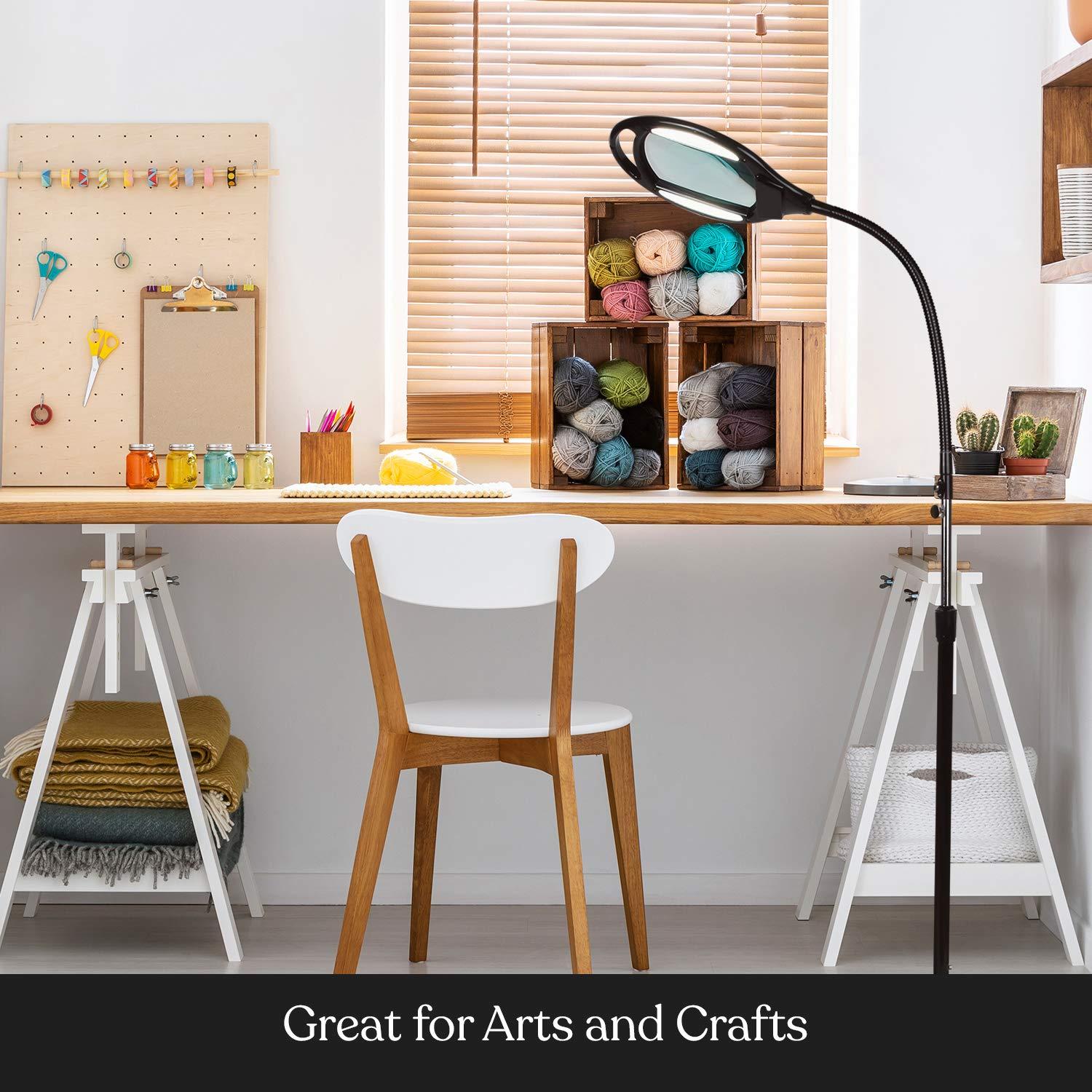 Brightech Pro 44 in. Industrial 2.25X Magnifying LED Floor Lamp with Adjustable Gooseneck Head