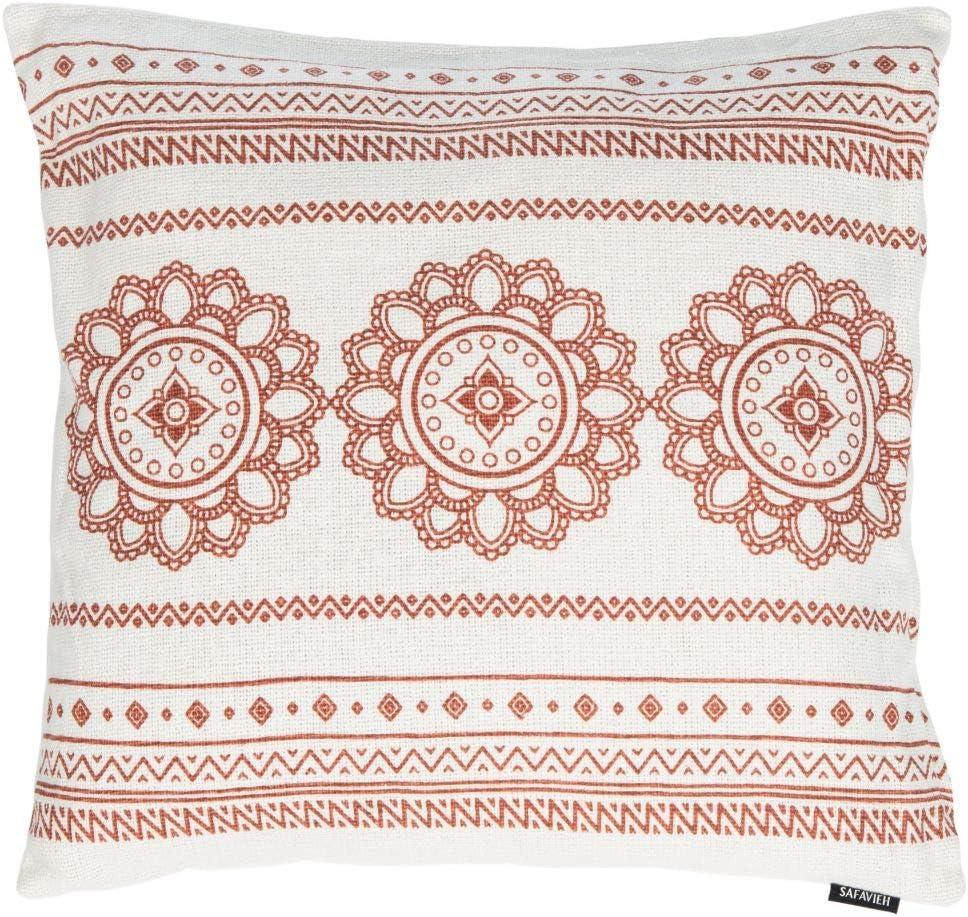 Zarra White Cotton Bohemian Geometric Floral Throw Pillow