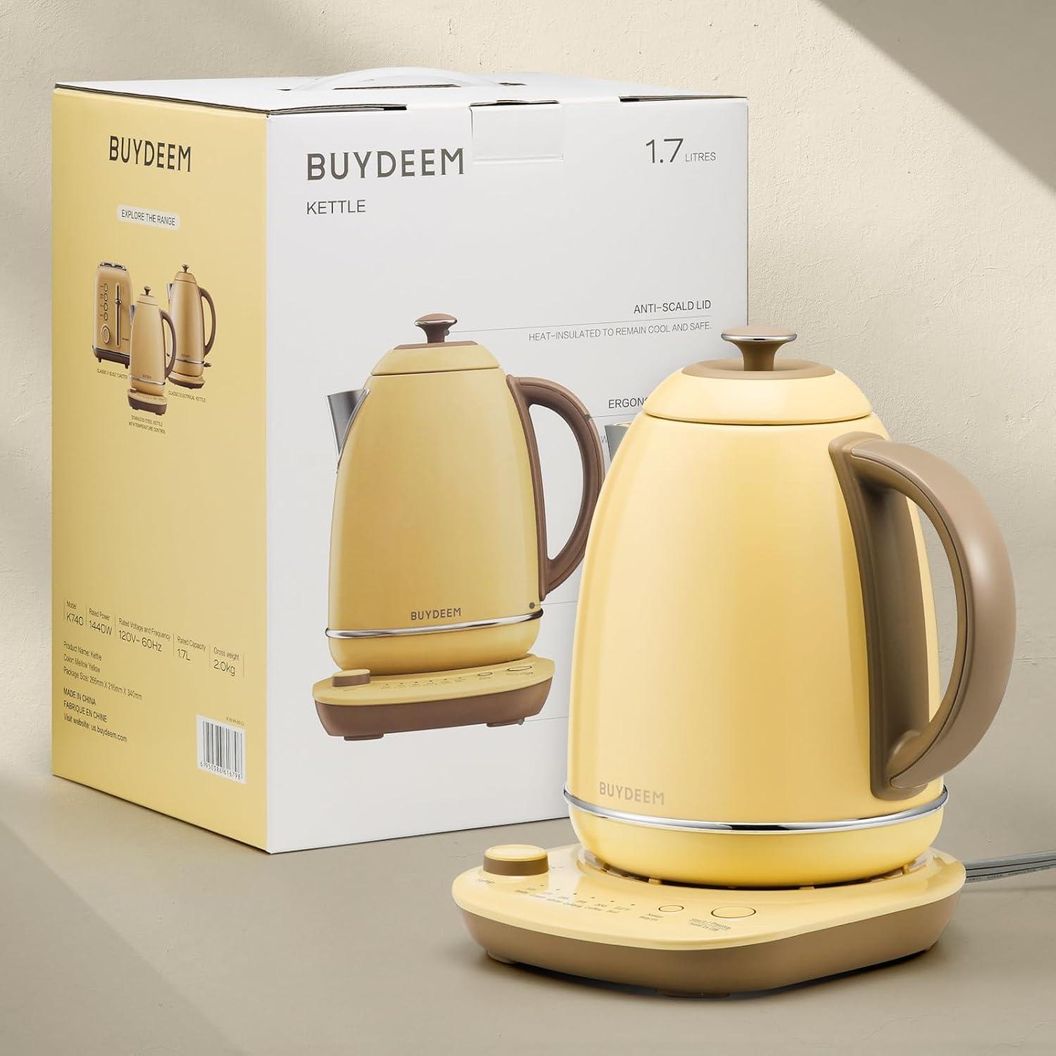 Electric Kettle With Temperature Control, 12H Keep Warm, Quick Boil, Stainless Steel Hot Water Boiler For Tea Coffee Milk, 1.7L