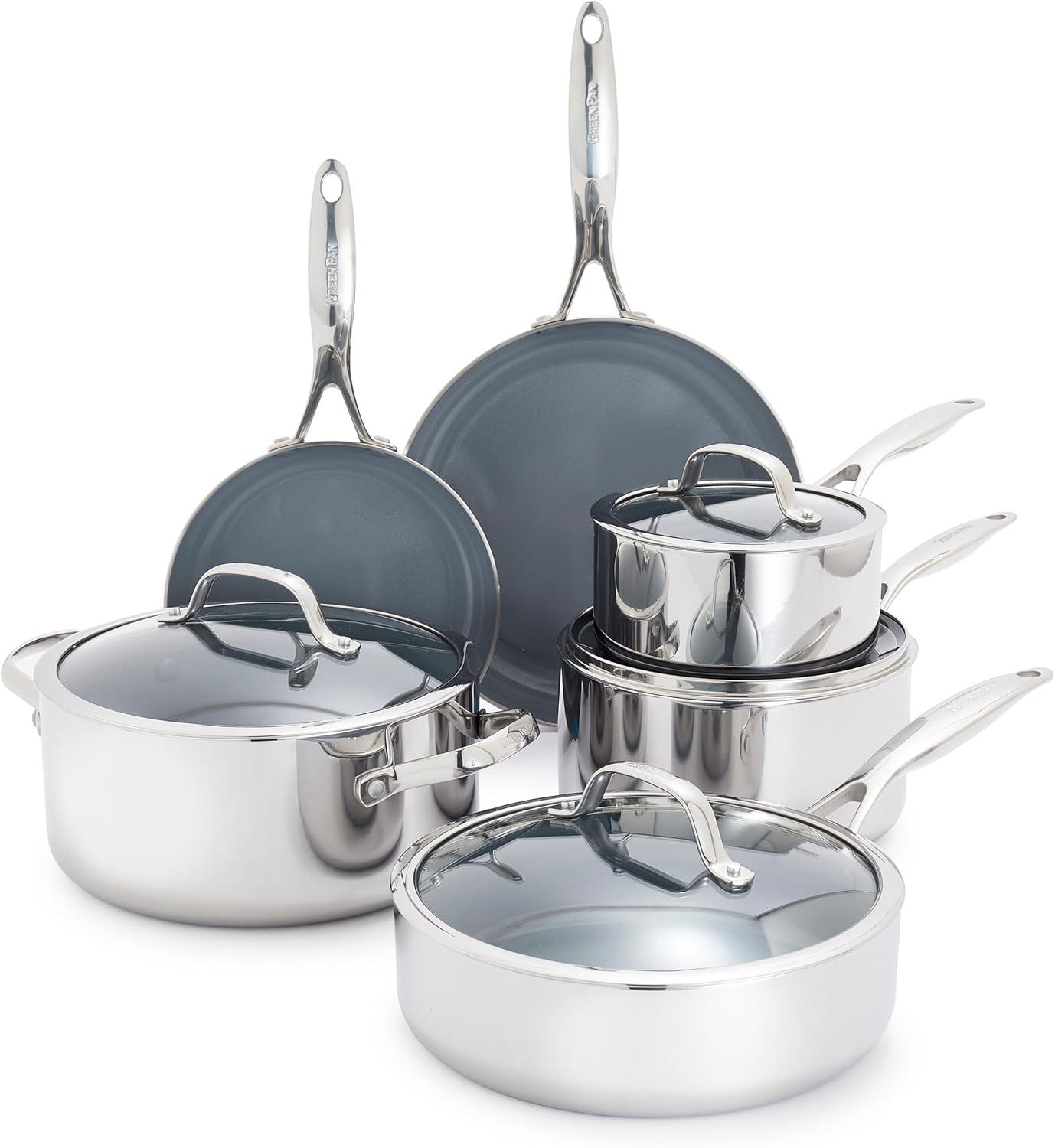 Valencia Pro Stainless Steel 10-Piece Nonstick Cookware Set