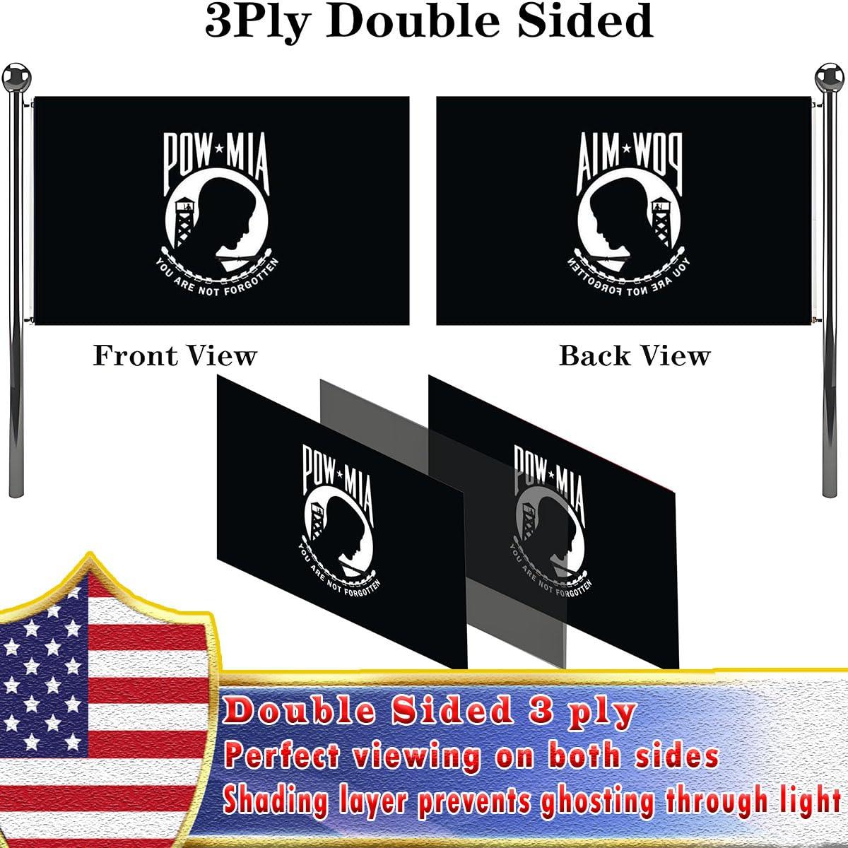 POW MIA 3x5 Nylon Flag - Double Sided and Embroidered - All Weather, Durable, Outdoor Nylon Flag - Front Line Flags