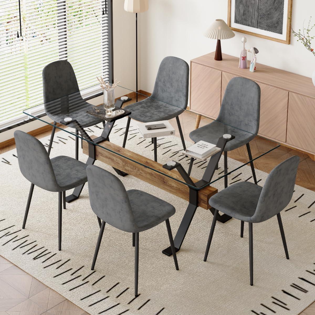 Ivy Bronx 7-Piece Glass Top Dining Table Sets | Wayfair