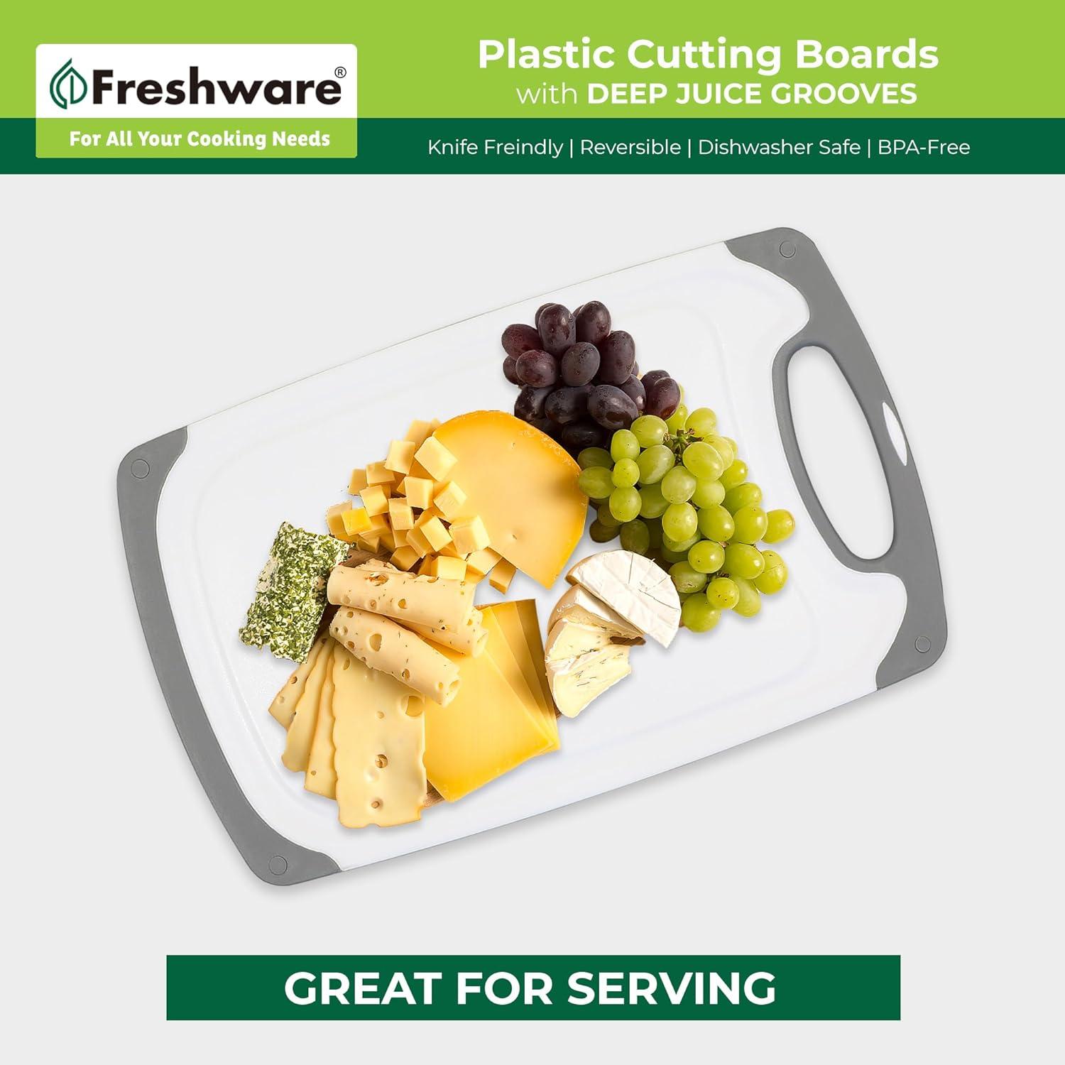 Freshware Plastic Cutting Boards For Kitchen (3-Piece)