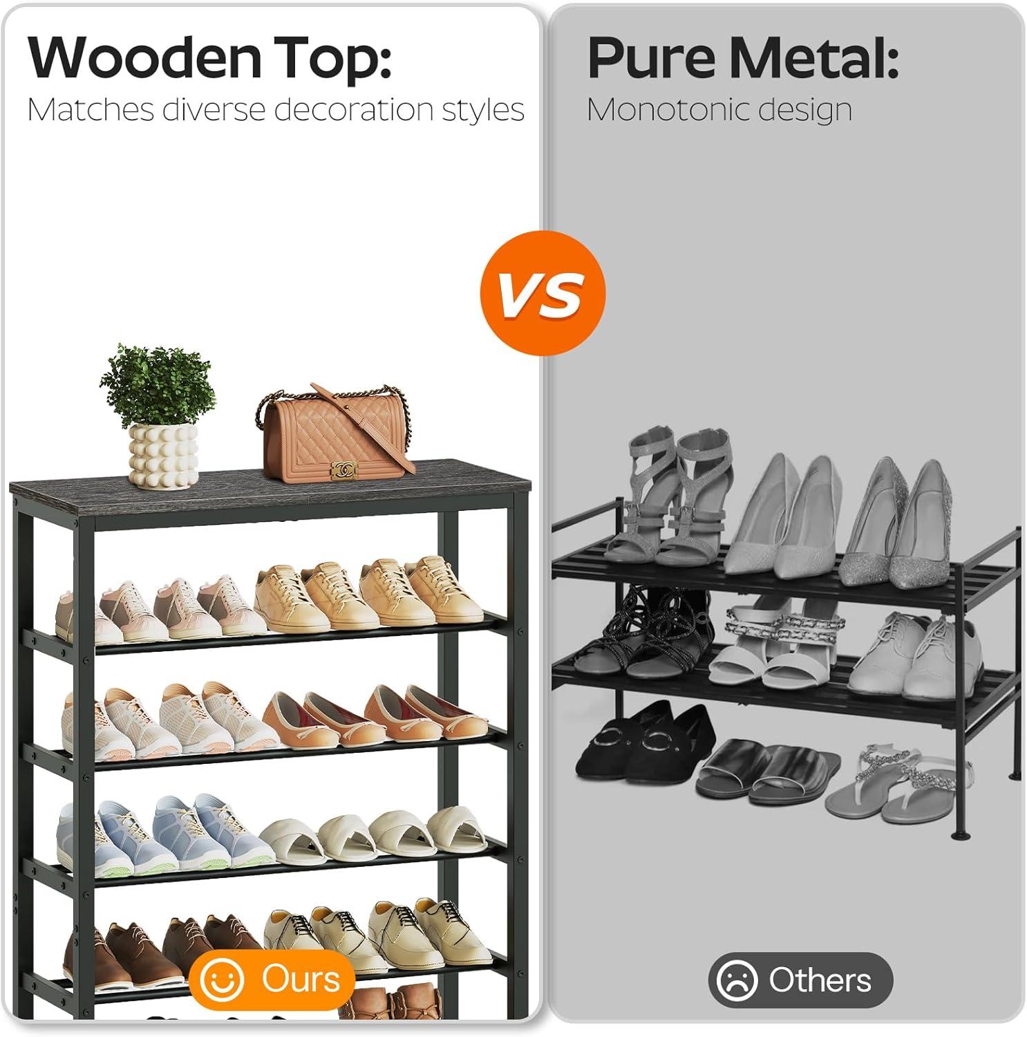 Shoe Rack, 6-Tier Shoe Organizer, for 18-24 Pairs of Shoes, Large Capacity Shoe Storage Shelf, Durable and Stable, for Entryway, Closet, Hallway, Dorm Room, Industrial, Rustic Brown BF67XJ01G1