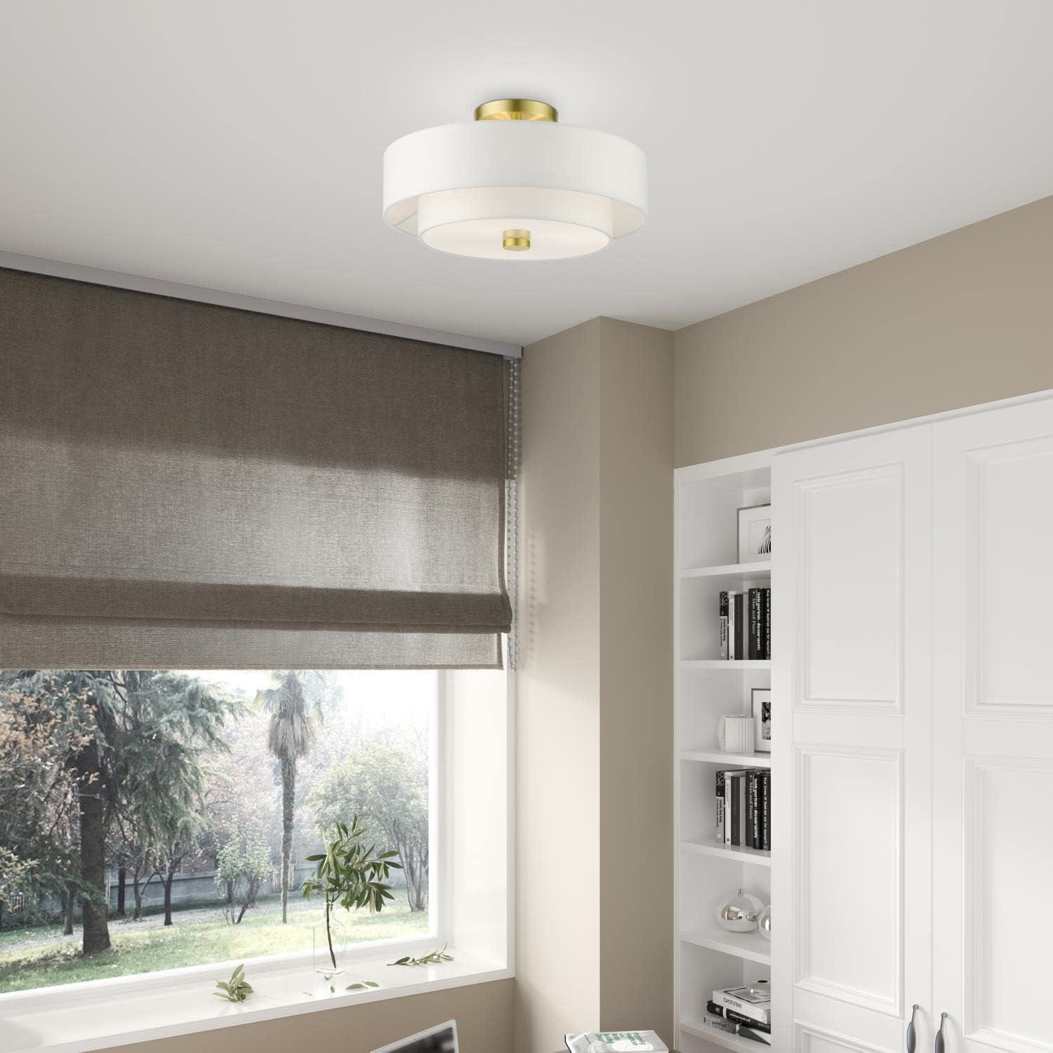 Livex Lighting Meridian 3 - Light Semi-Flush Mount in  Satin Brass