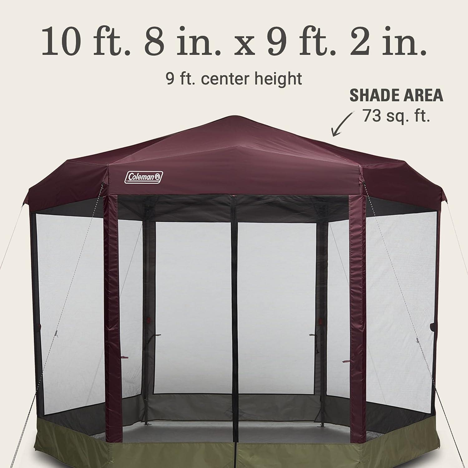 Coleman 10.5 x 9 Maroon and Green Screened Canopy Tent