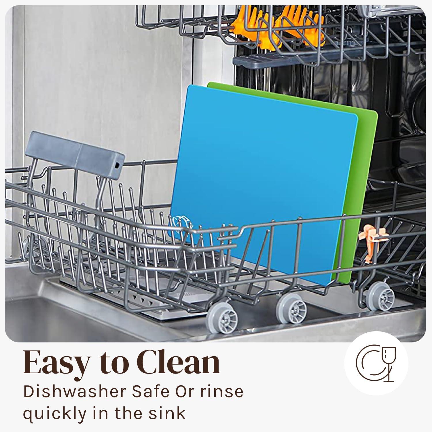 Tabla de Cortar de Madera de Bambú Fácil de Limpiar con Juego de 6 Tapetes de Corte Flexibles Codificados por Colores con Iconos de Comida - Juego de Tabla de Cortar