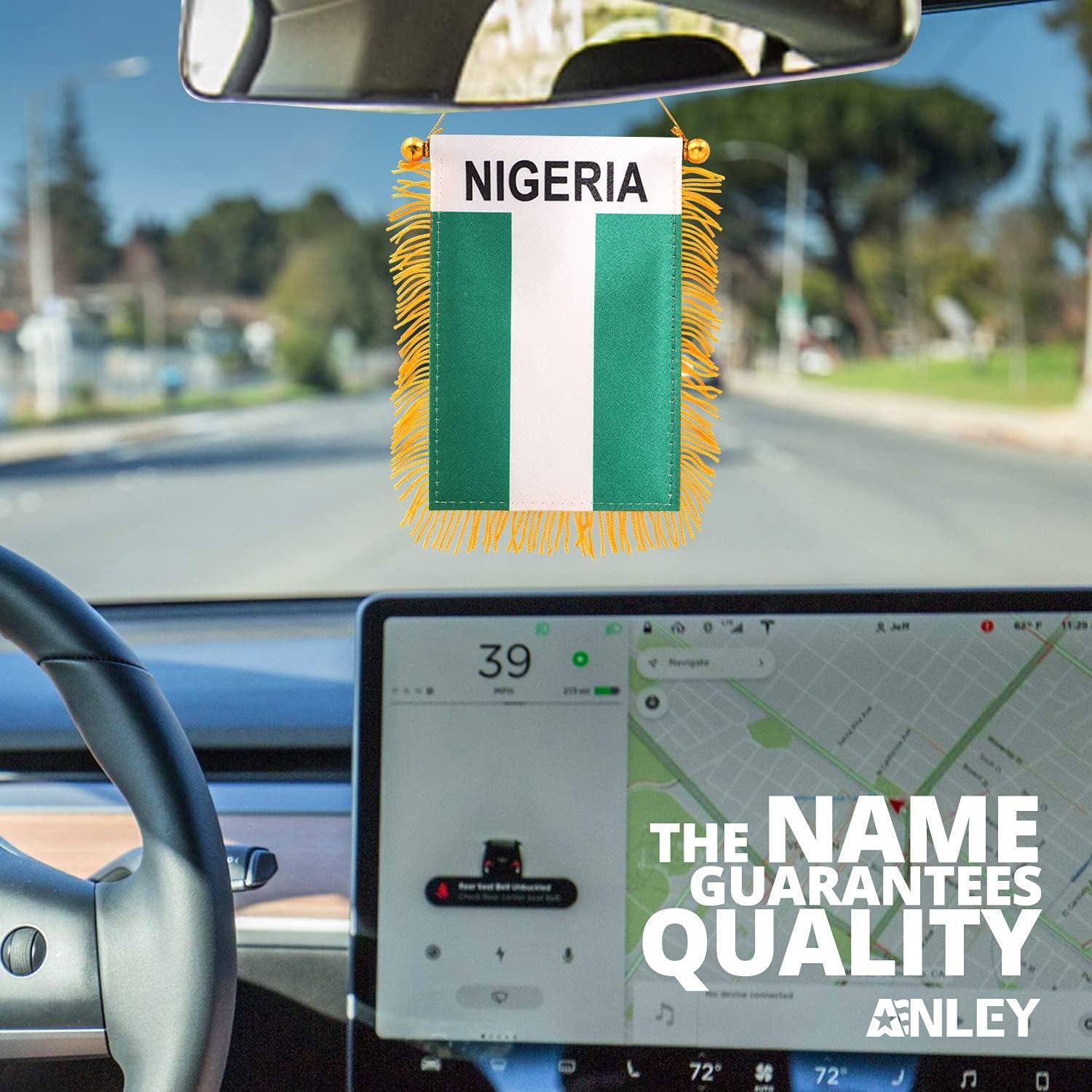 Anley 4 x 6 Inch Nigeria Fringy Window Hanging Flag - Nigerian Hanging Flag