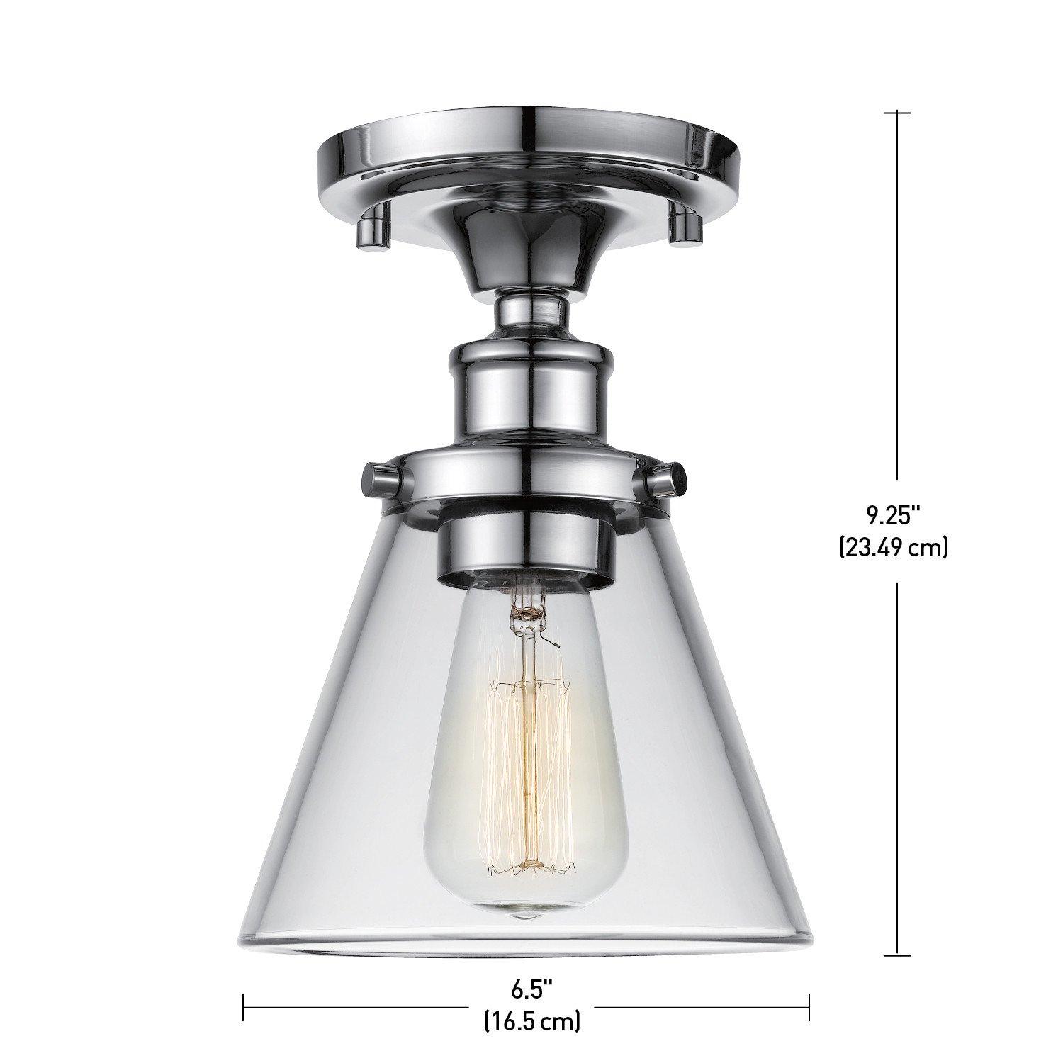 Globe Electric Mercer 1-Light Chrome Flush Mount Ceiling Light 65726