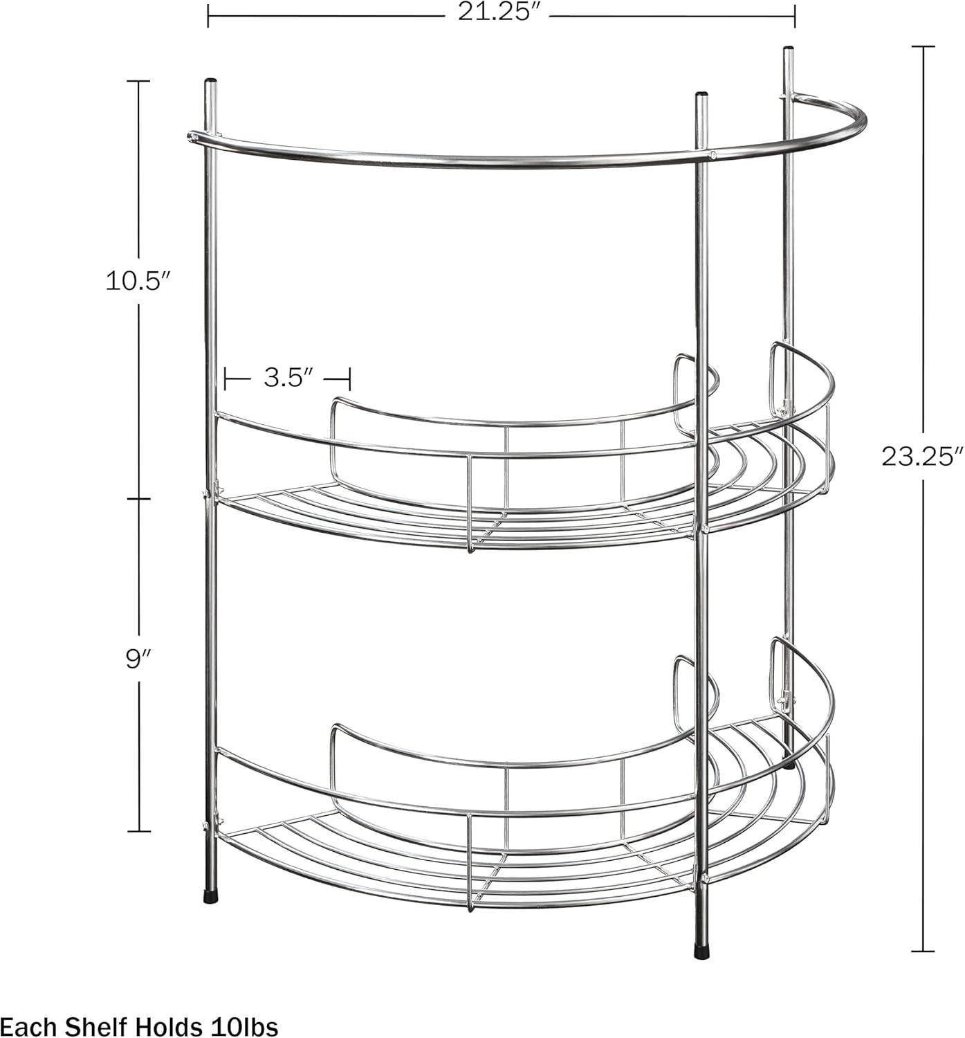 Lavish Home Pedestal Under Sink Organizer, Silver