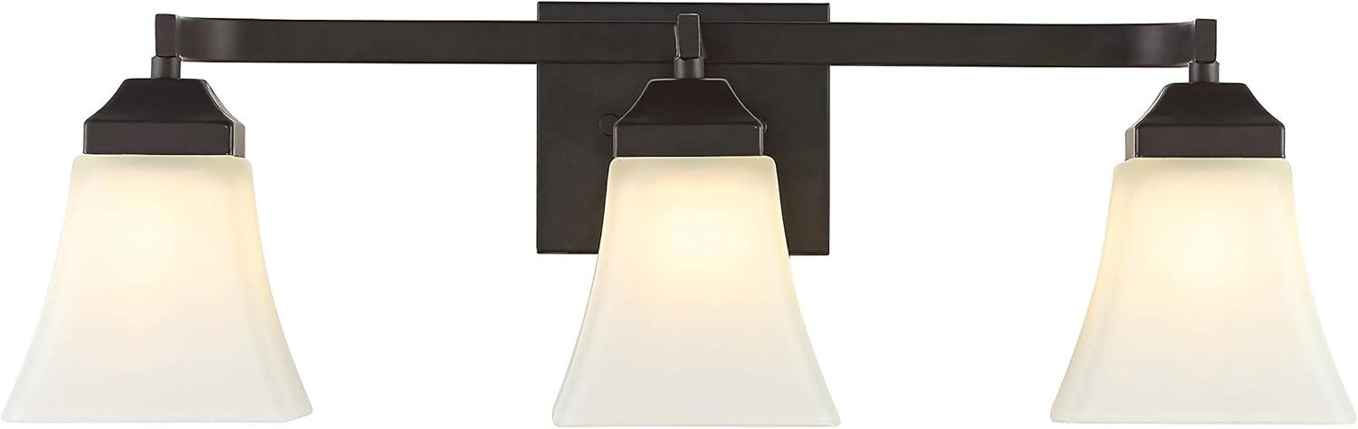 Staunton 24" 3-Light Iron/Glass Modern Cottage LED Vanity Light, Oil Rubbed Bronze