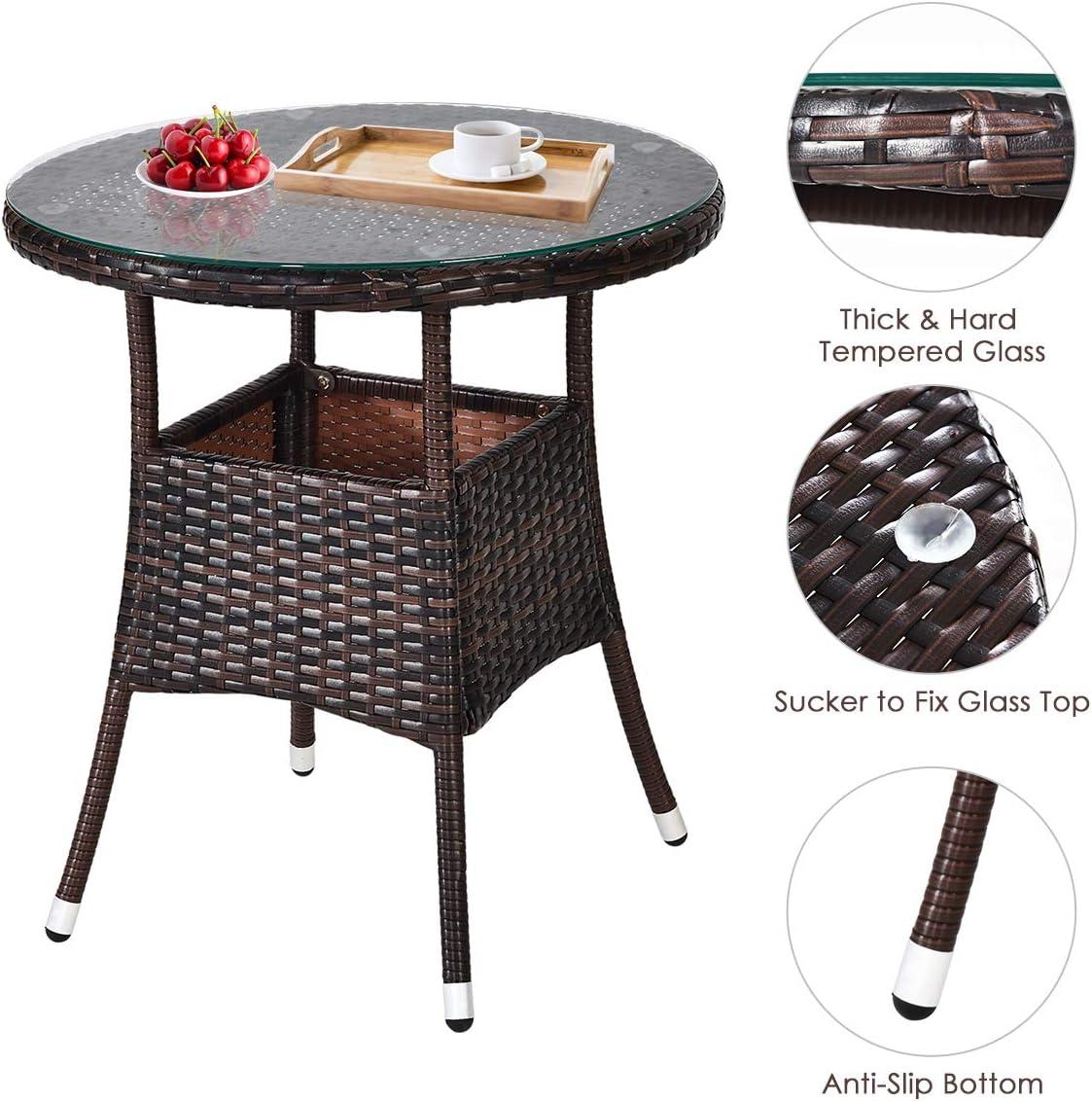 Costway 4PCS Outdoor Patio Rattan Furniture Set Cushioned Sofa Table Turquoise