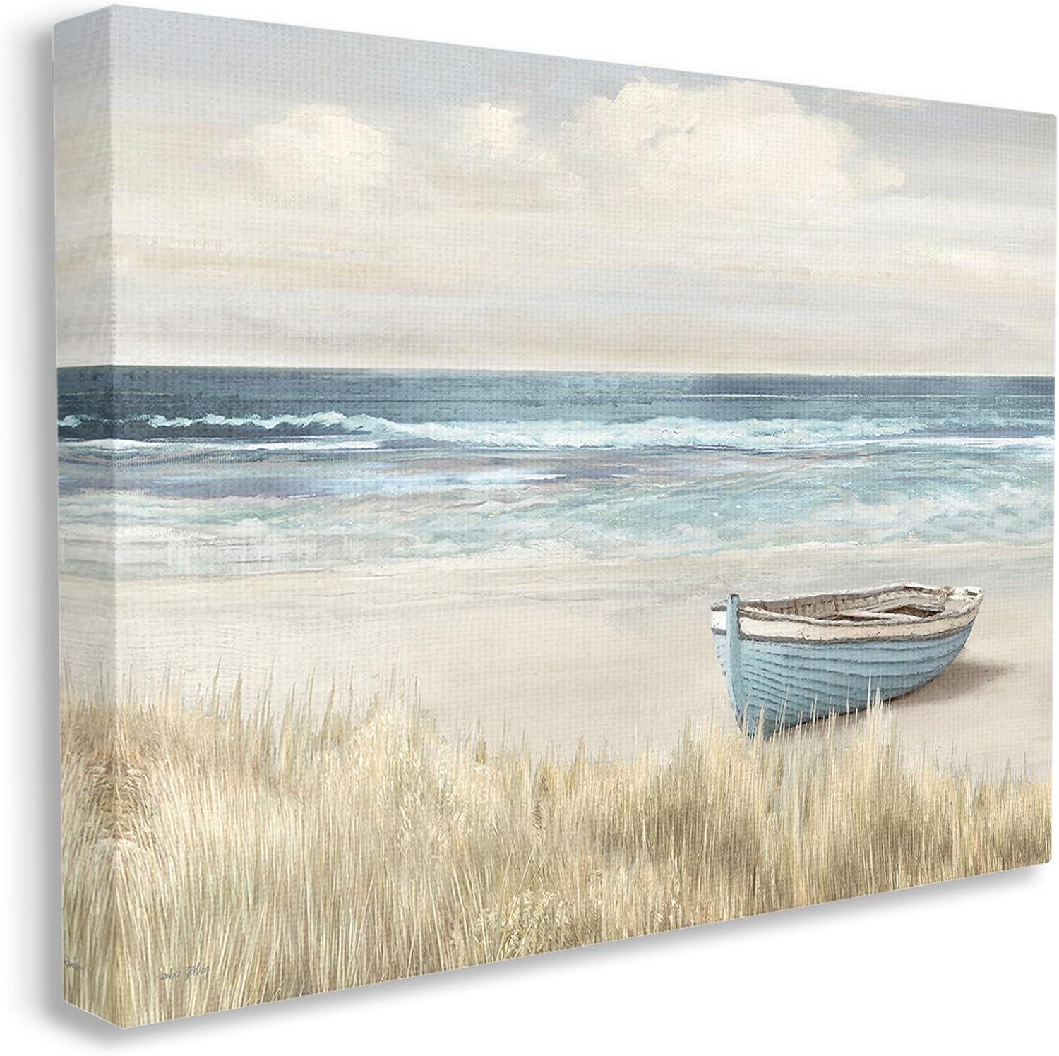 Coastal Blue and Beige Landscape Canvas Wall Art, 30" x 24"