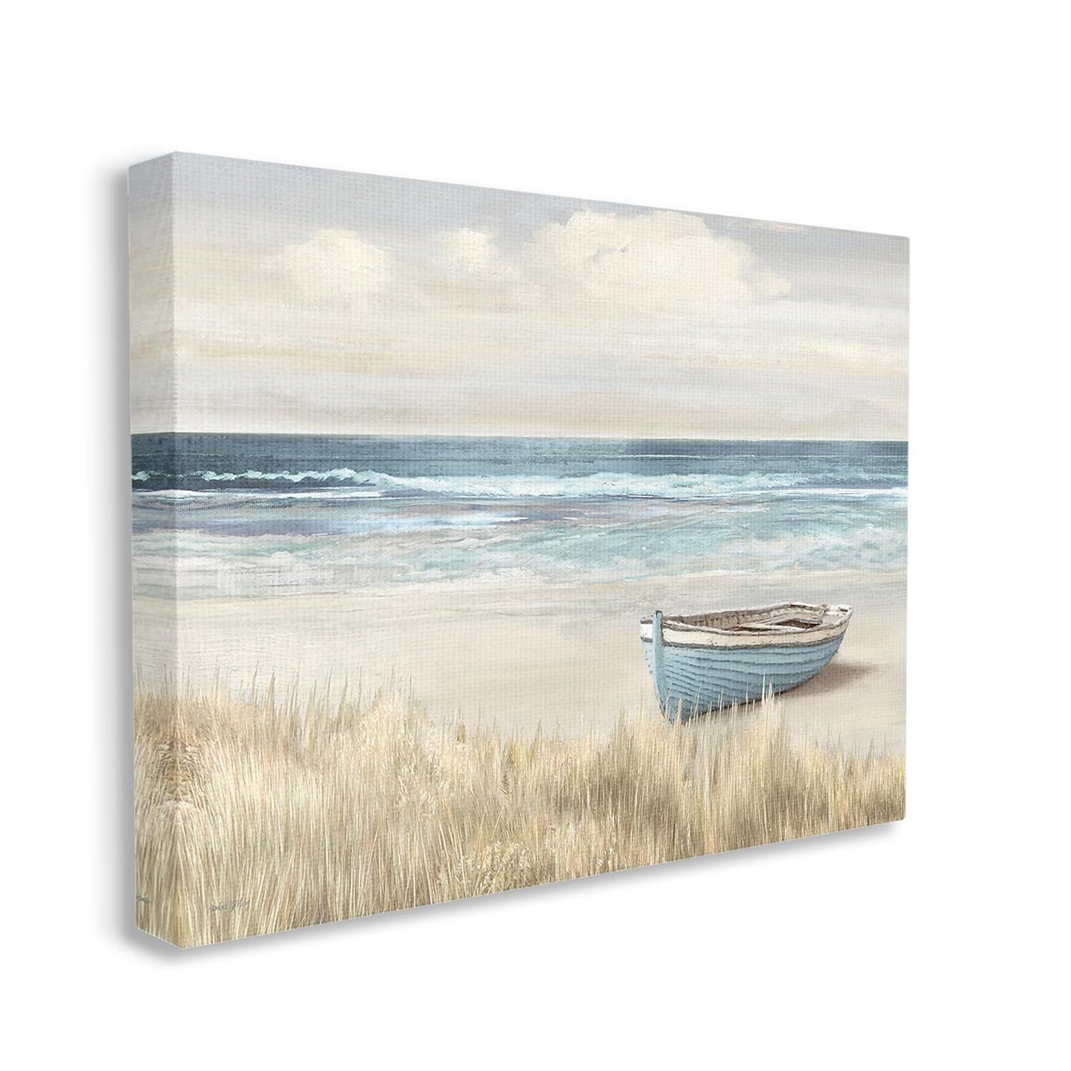 Coastal Blue and Beige Landscape Canvas Wall Art, 30" x 24"