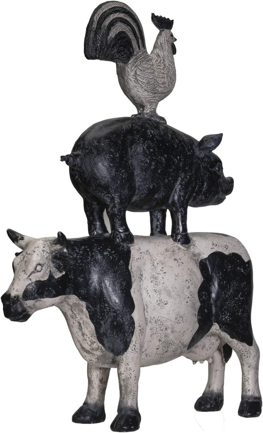 Pacific Giftware American Art Animal Farm Barnyard Stacked Animal Resin Figurine Statue (Cow/Pig/Chicken)