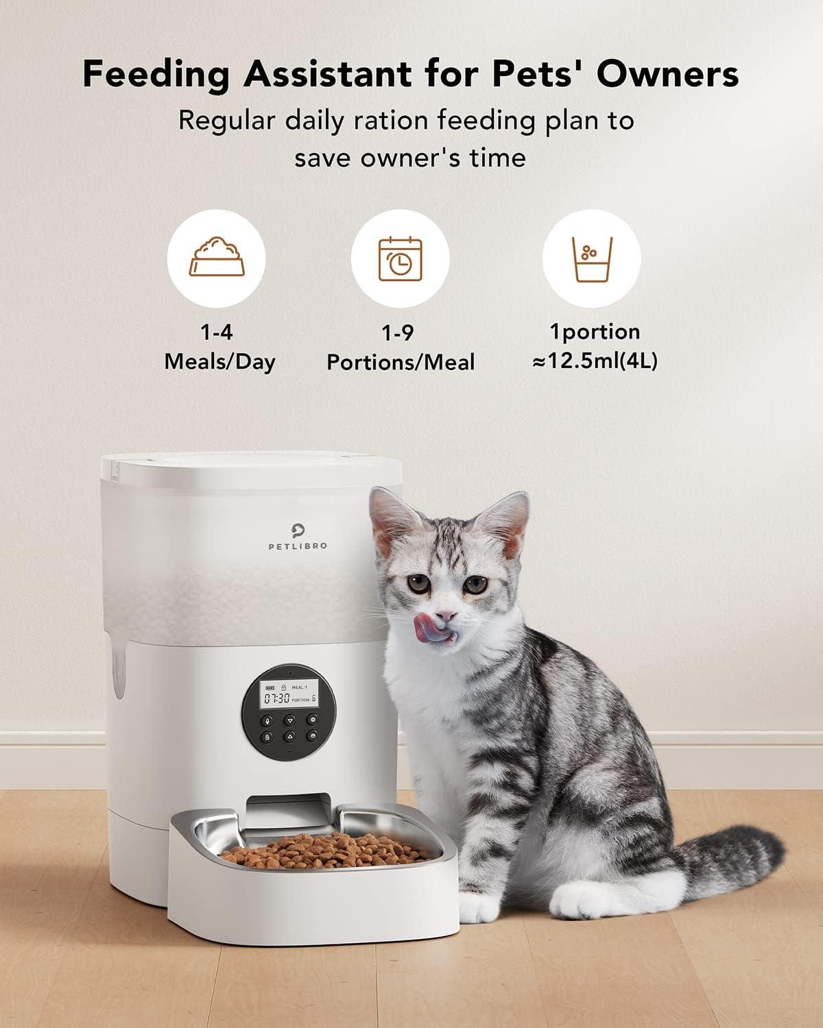 Modern White Elevated Automatic Pet Feeder with Stainless Steel Bowl