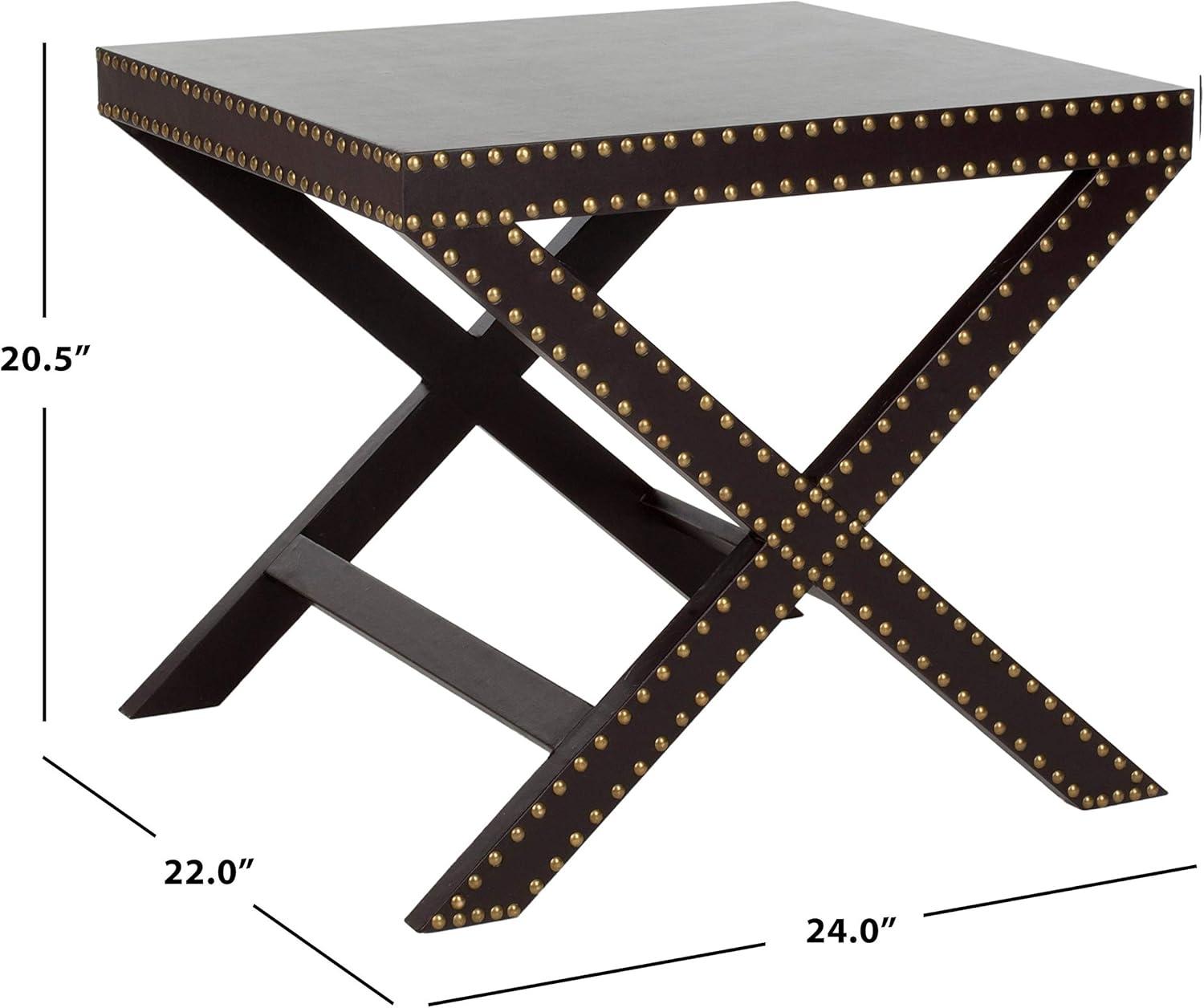 Transitional Jeanine Charcoal Grey Wood and Metal Rectangular End Table