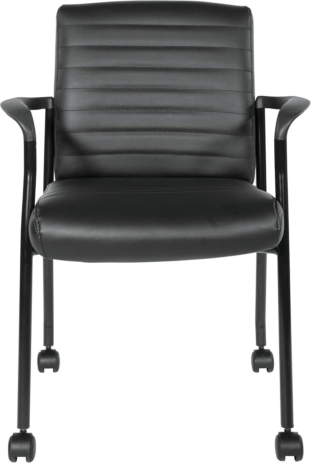 Guest Chair with Black Faux Leather and Black Frame