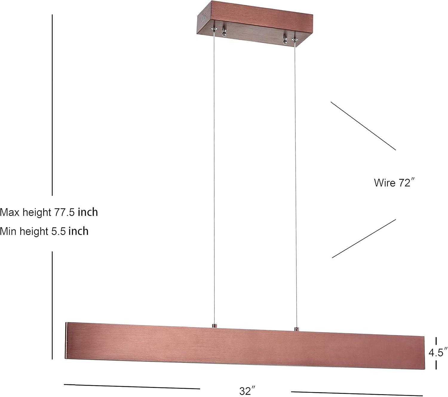 Draper 40" Dimmable Adjustable Integrated LED Metal Linear Pendant, Anodized Bronze