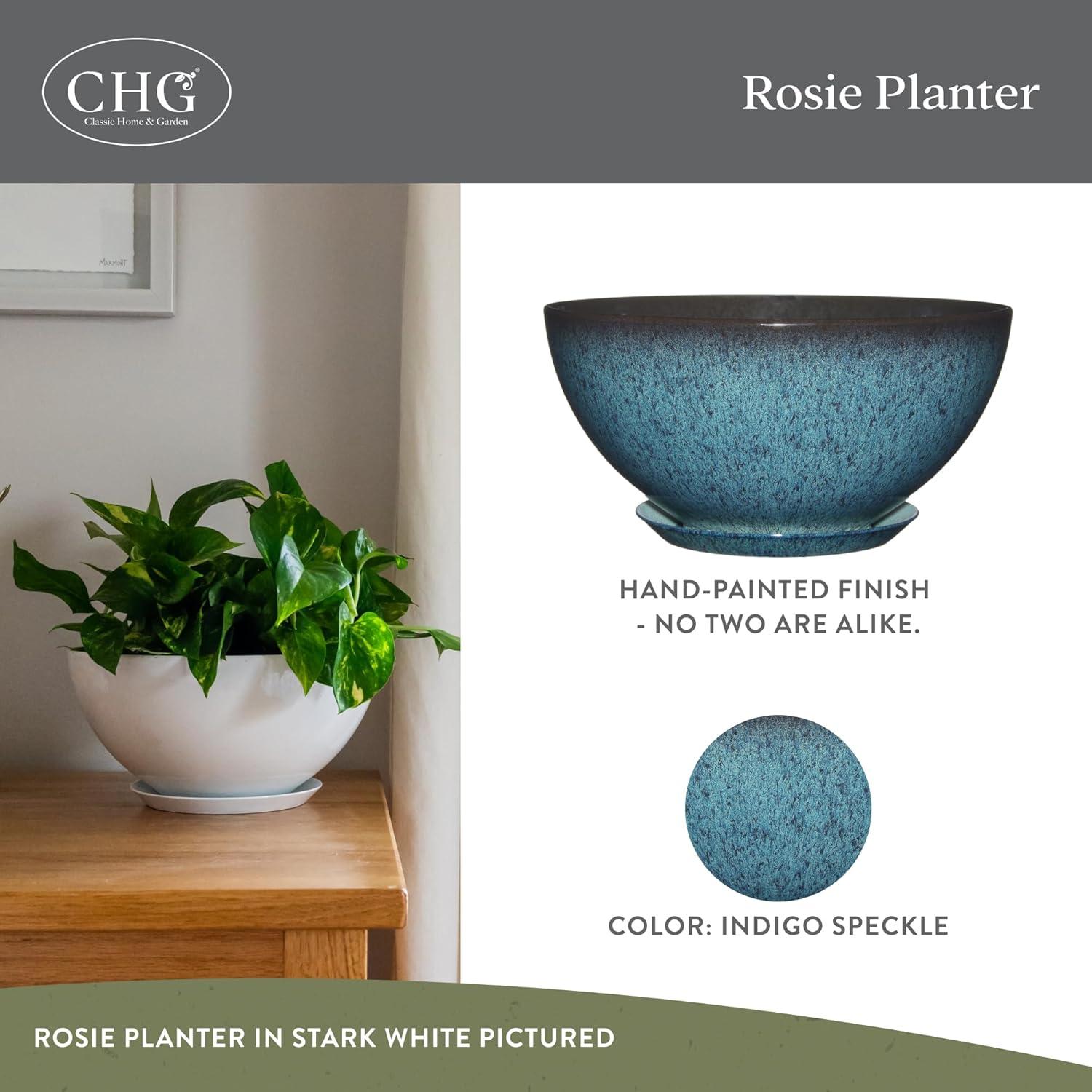 Classic Home and Garden 9010D-375R 10" Rosie Bowl Planter, Indigo Speckle