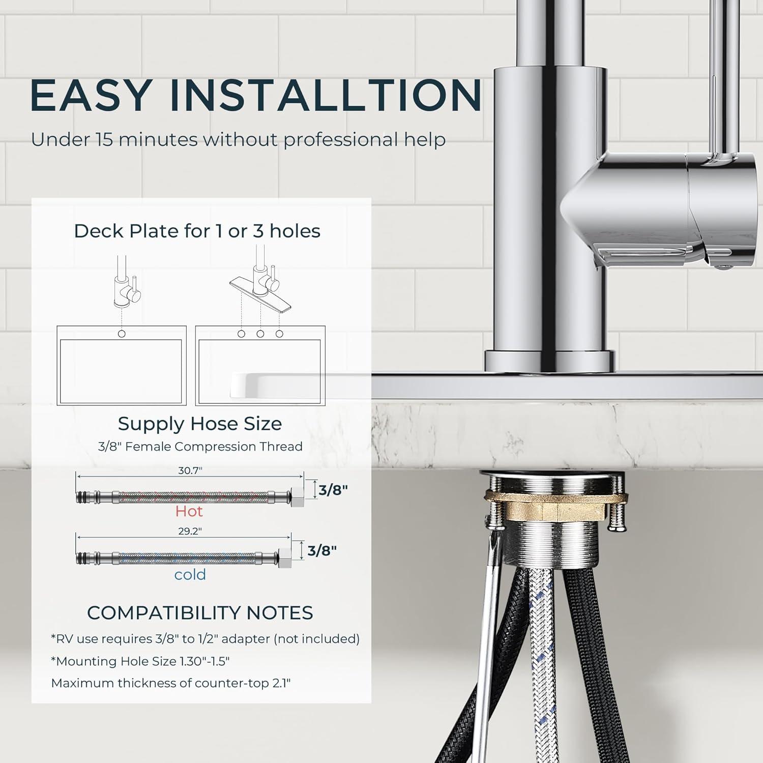 GAGALIFE Single Handle Pull Down Sprayer Kitchen Faucet High Arc Stainless Steel Faucet with 3-Function Sprayer JJL-CL-PT-SDP-C