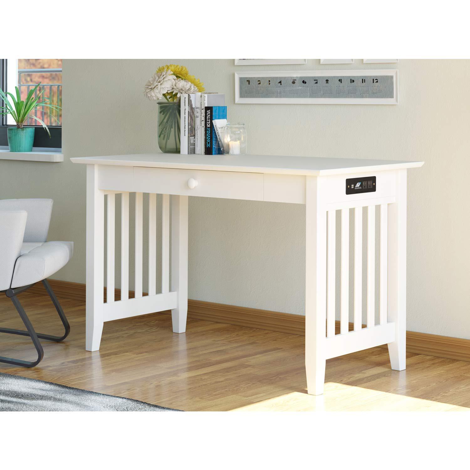 AFI Furnishings Mission Desk with Drawer and Charger White
