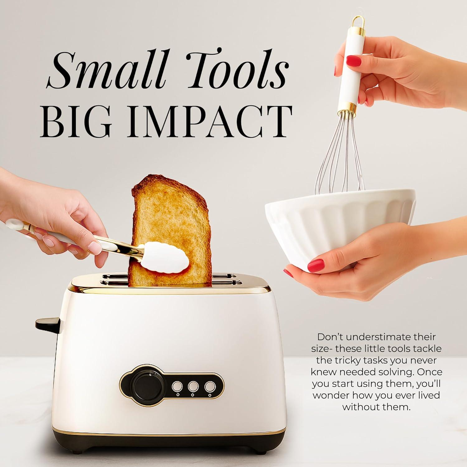 Styled Settings White & Gold Kitchen Tools and Gadgets with Anti-Slip Handles