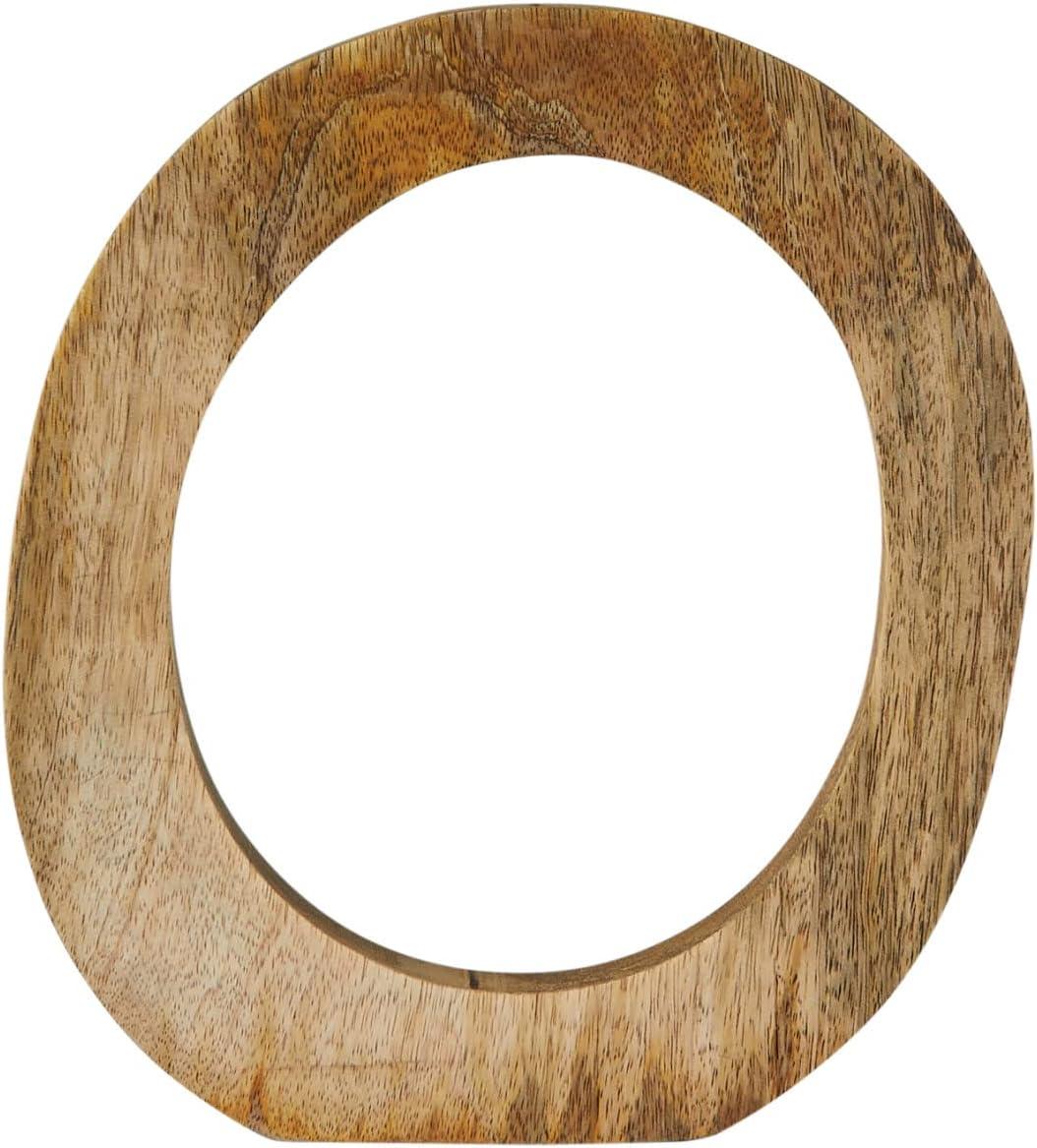 Modern Carved Wood Circle Figurine, 10.5" Natural Finish