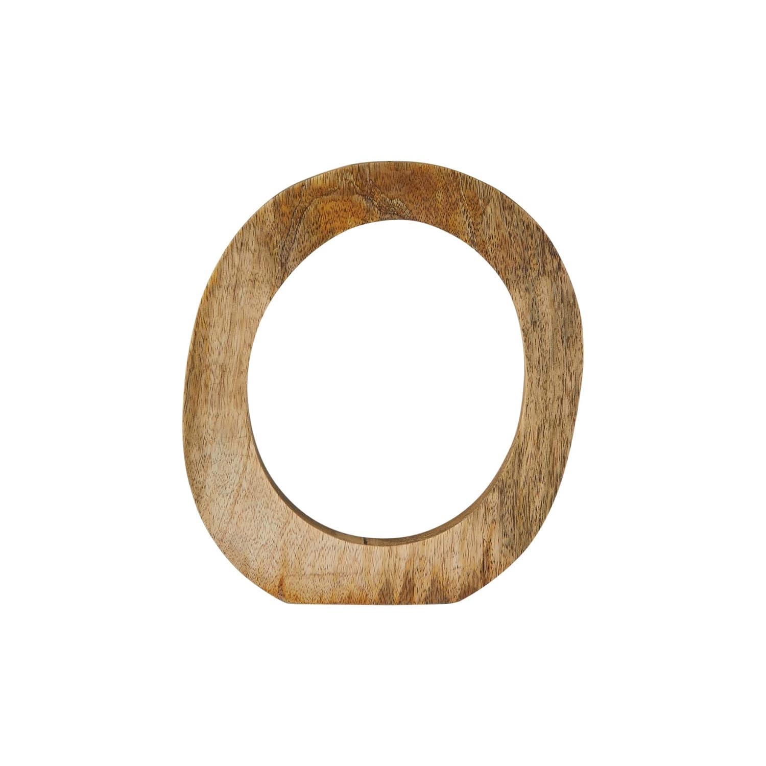 Creative Co-Op Modern Decorative Carved Wood Standing Circle, Natural