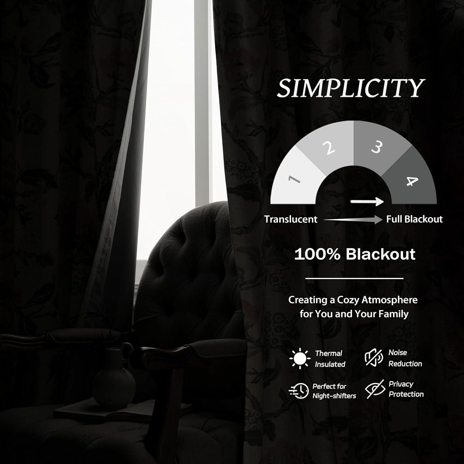 DriftAway Ada Floral Lined Thermal Insulated Room Darkening Blackout Grommet Window Curtains, 2 Panels, 52" x 72", Ivory Orange Teal