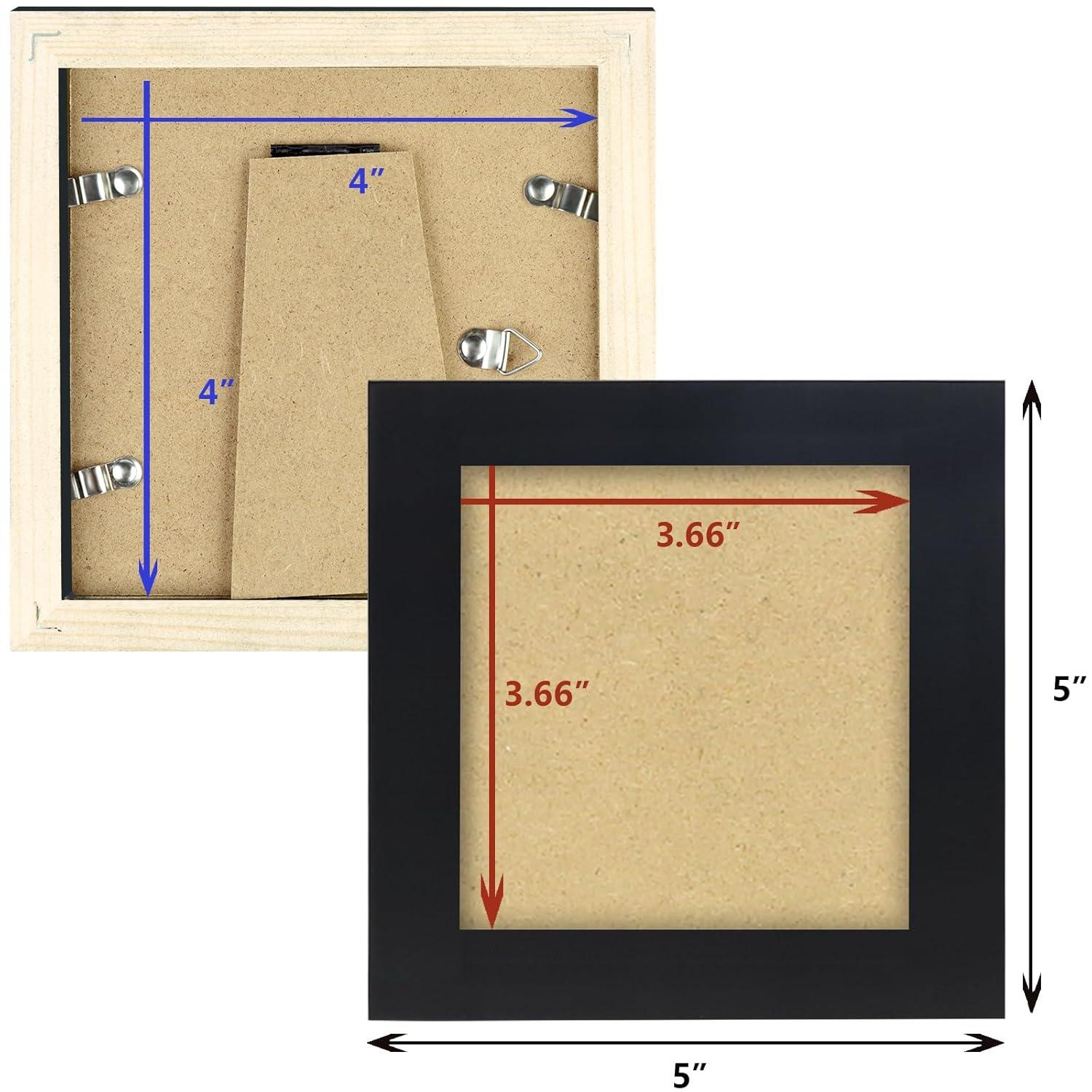 Picture Frames 8x8 2 Pack Nature Solid Black Wood for Wall Mounting and Tabletop Display
