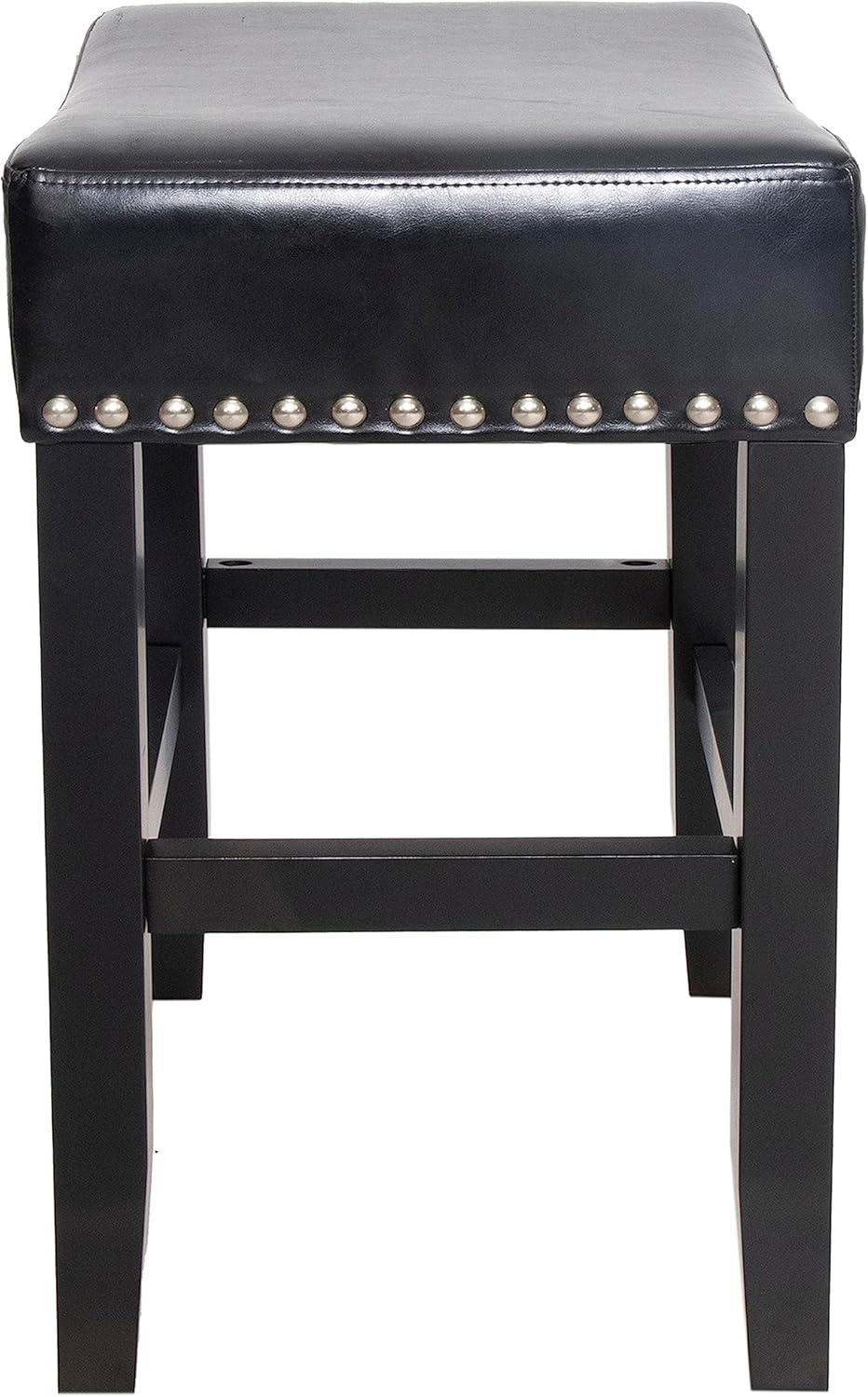 Christopher Knight Home Laramie Bonded Leather Backless Counterstools, 2-Pcs Set, Black