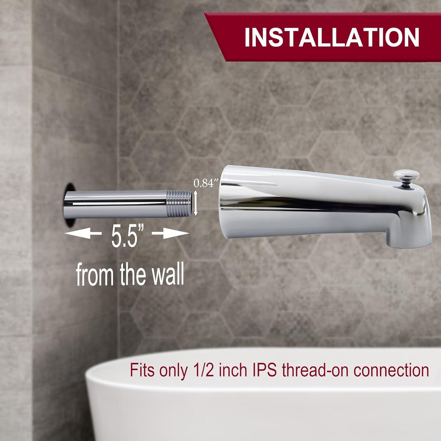7" Reach Wall Mount Tub Spout with Diverter