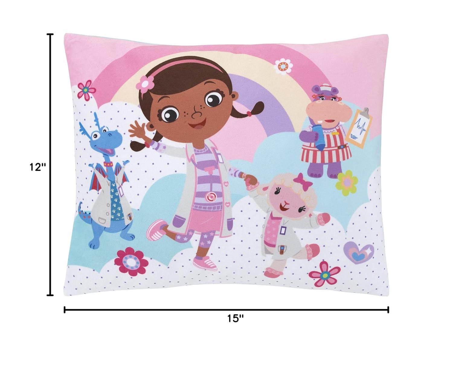 Disney NoJo Disney Doc McStuffins Cuddle Team Rainbows and Clouds Super Soft Toddler Pillow